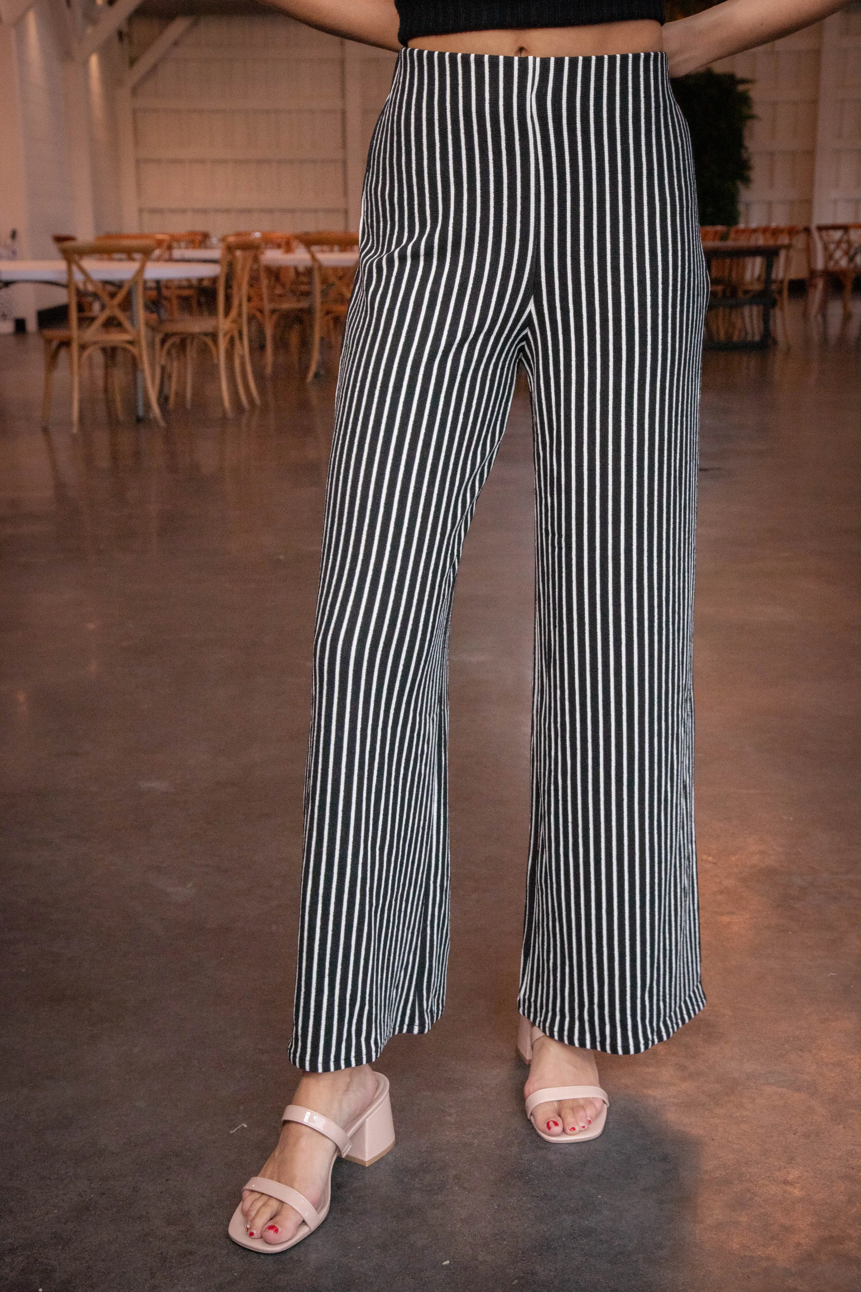 Alondra Striped Pants, Black