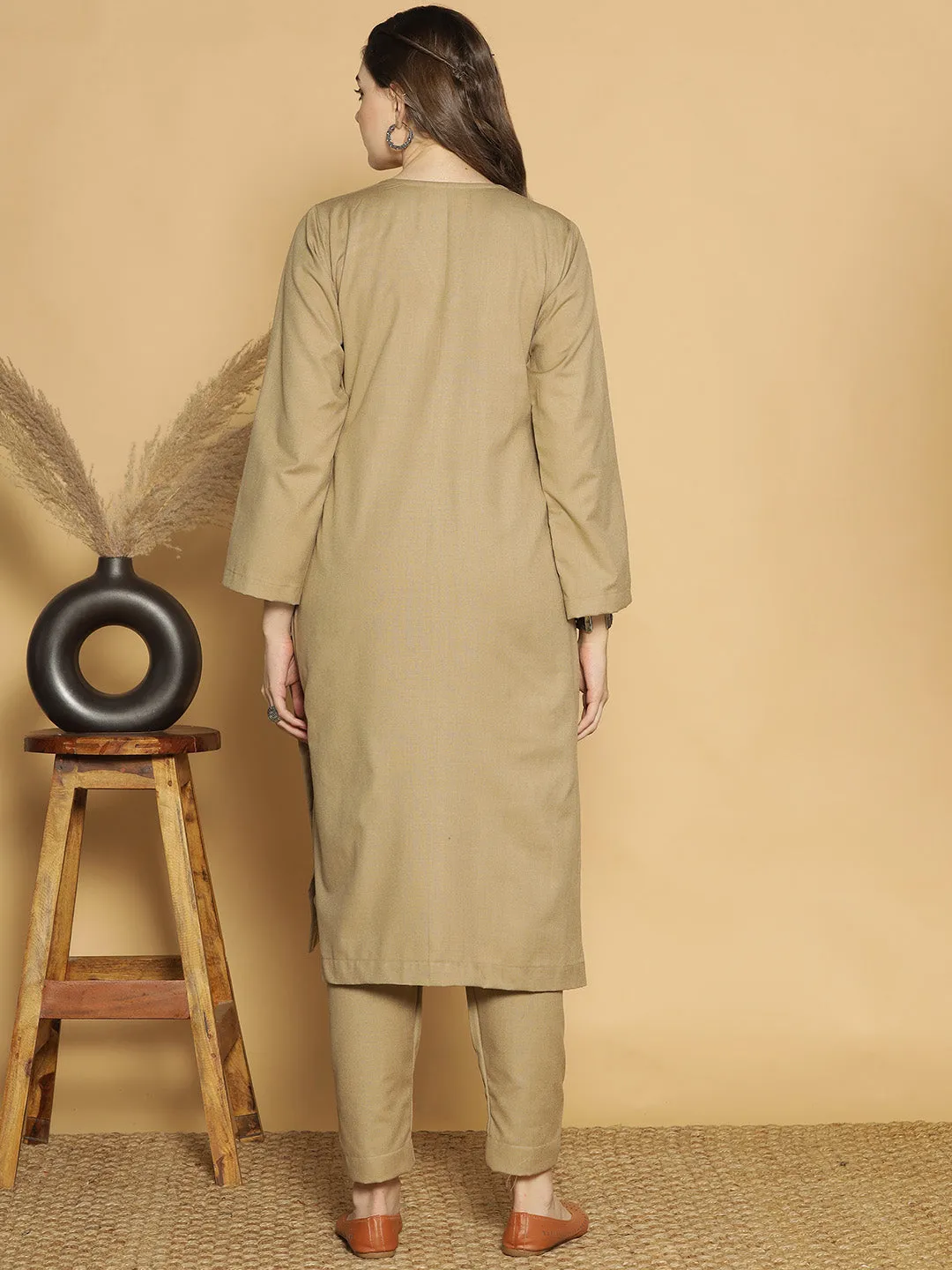 Beige Acrylic LongKurta - Naqsh