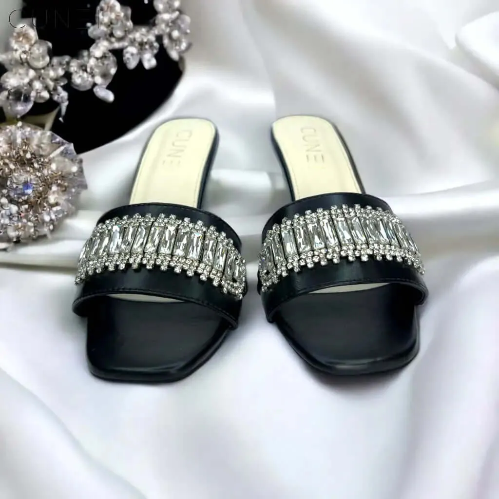 Black Crystal Heels