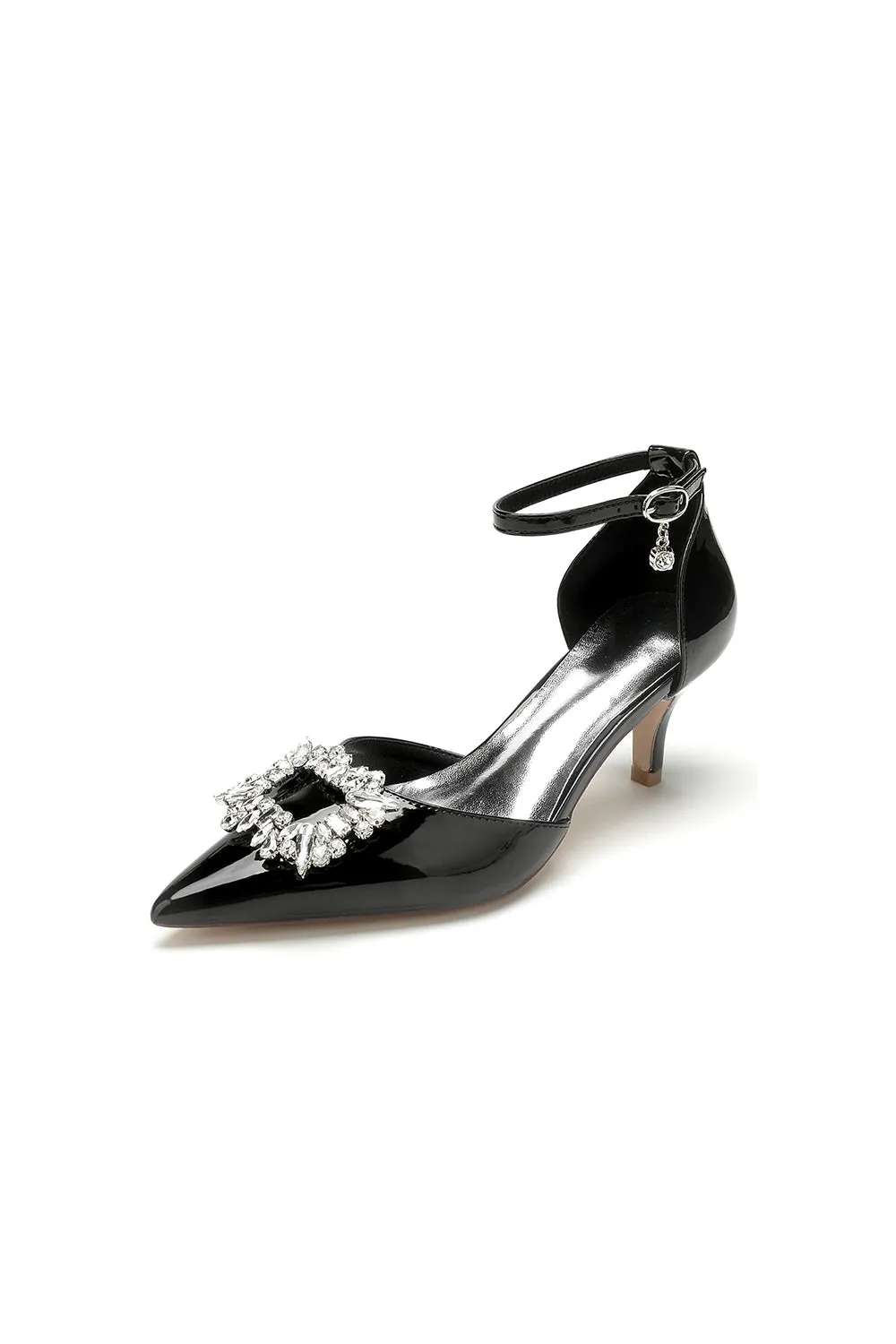 Black Elegant Crystal-Embellished High Heels