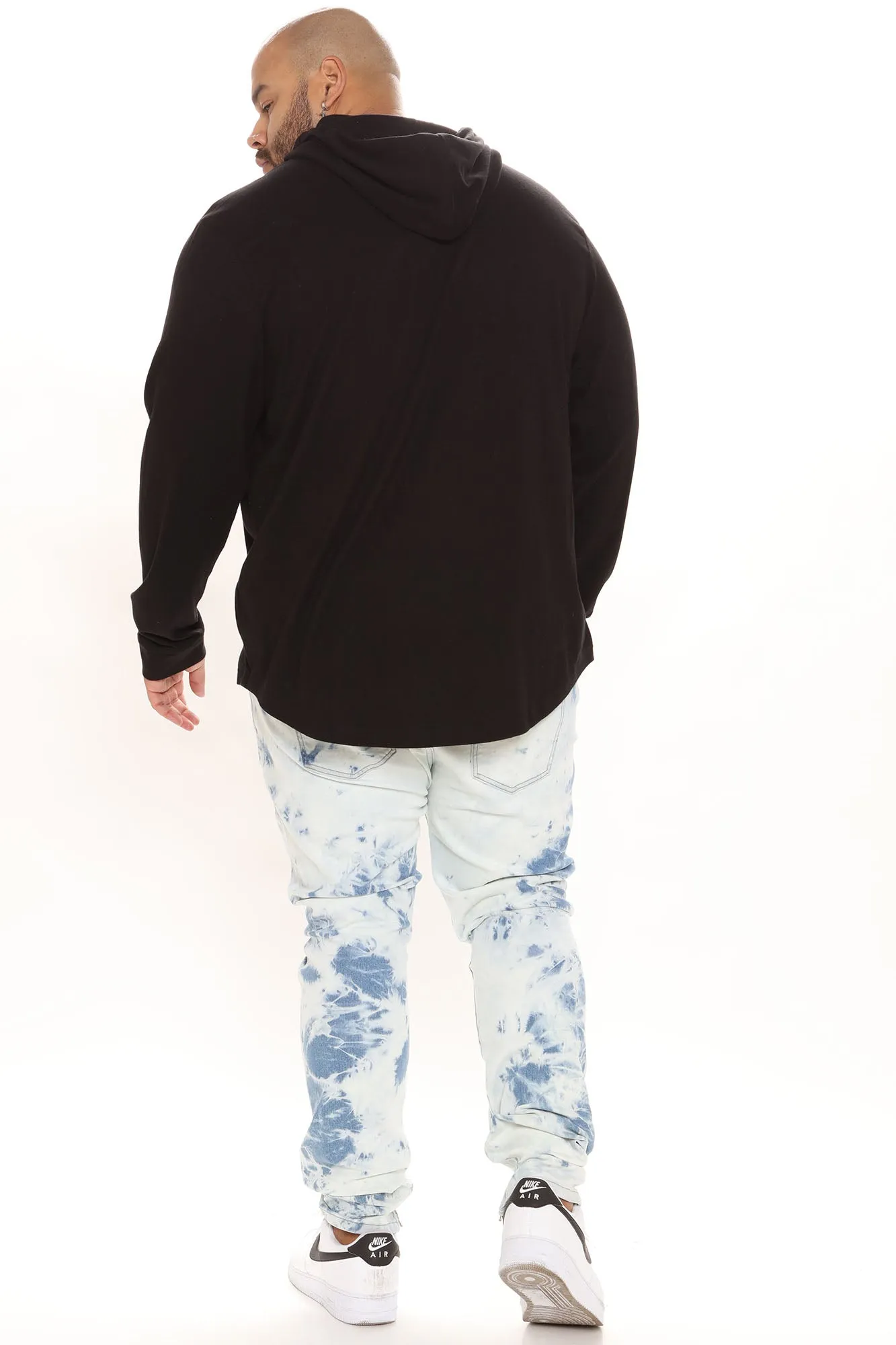 Bleached Wash Ripped Stacked Skinny Jeans - Bleach Blue Wash