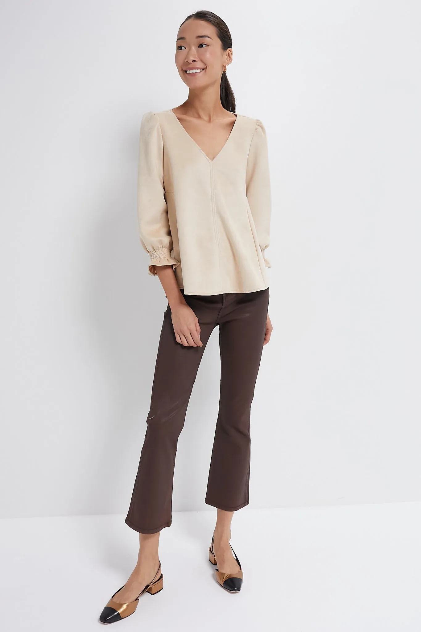 Bone Suede Easton Blouse