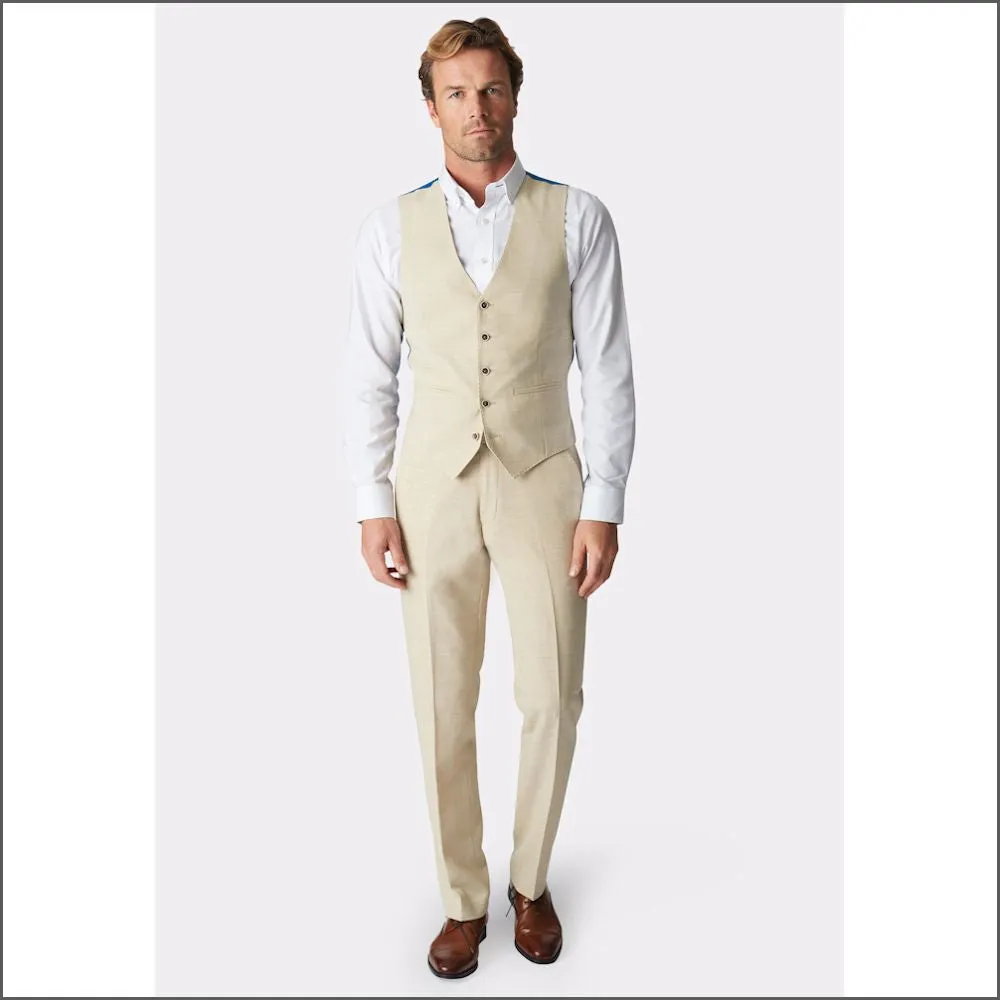 Brook Taverner Constable Tailored Fit Natural Linen Blend Trouser--