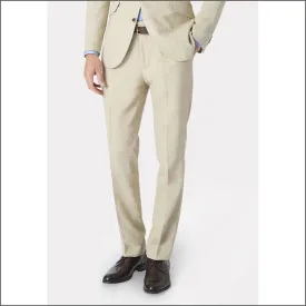 Brook Taverner Constable Tailored Fit Natural Linen Blend Trouser--