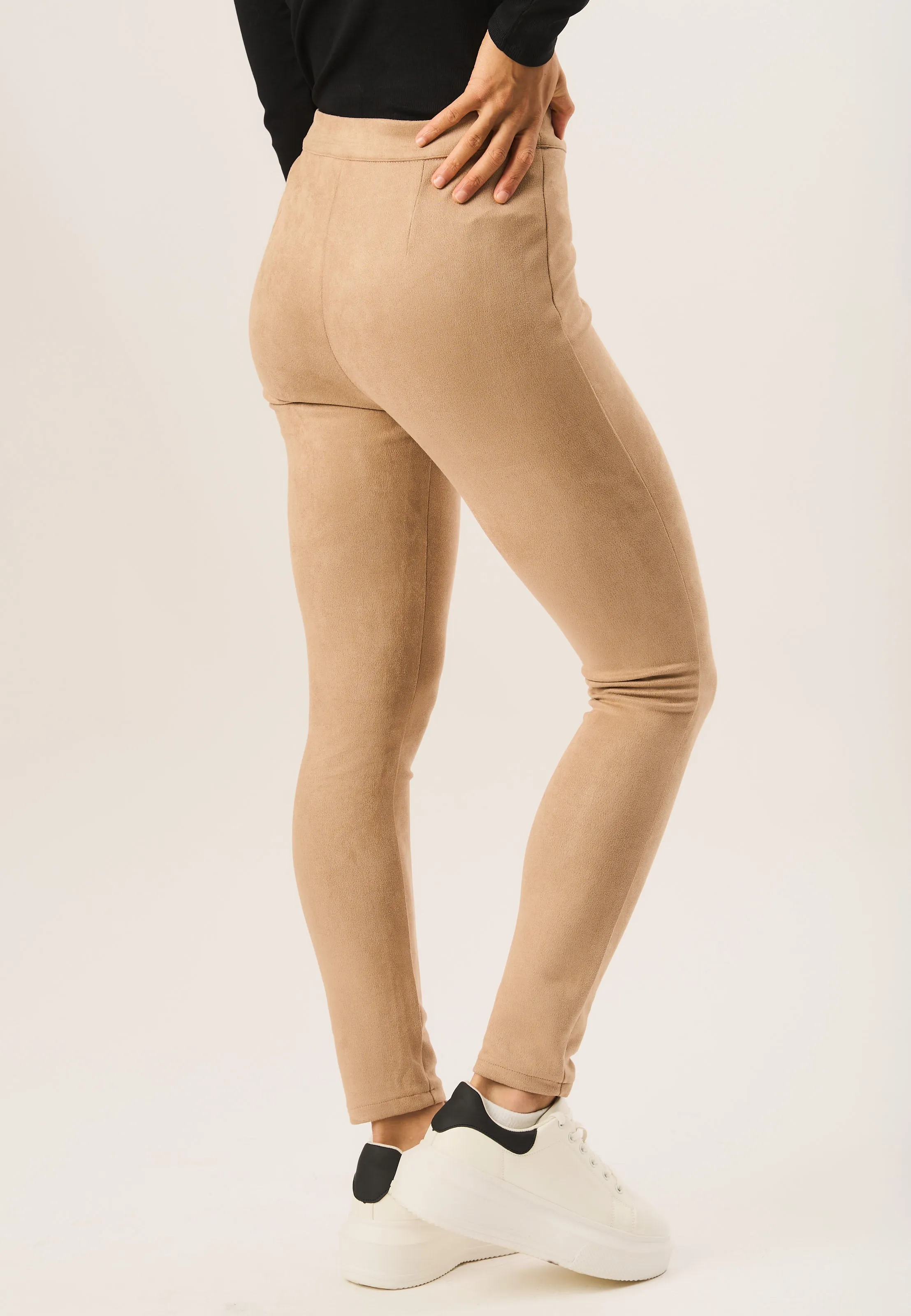 Brown Skinny Faux Suede Stretch Leggings