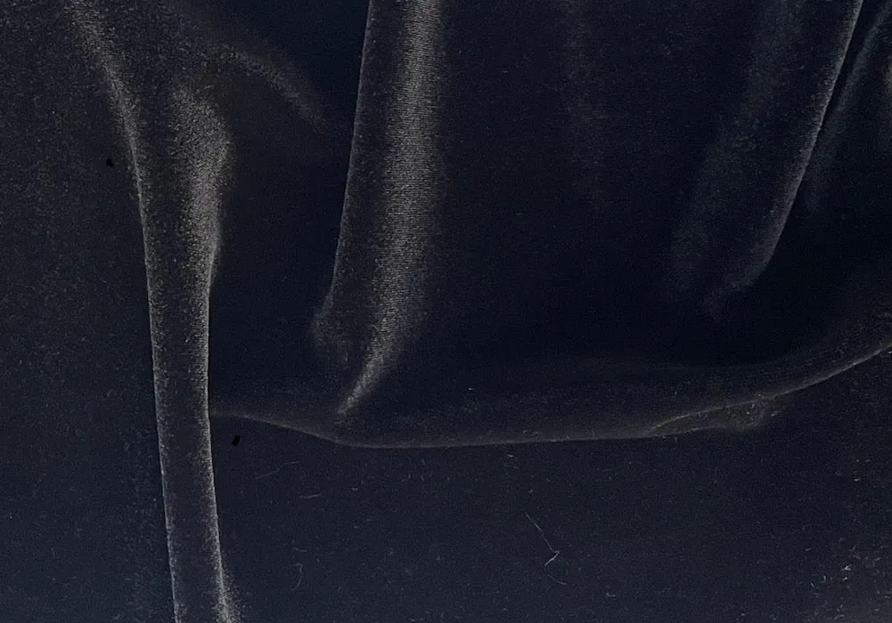 Chic Jet Black Stretch Polyester Velvet