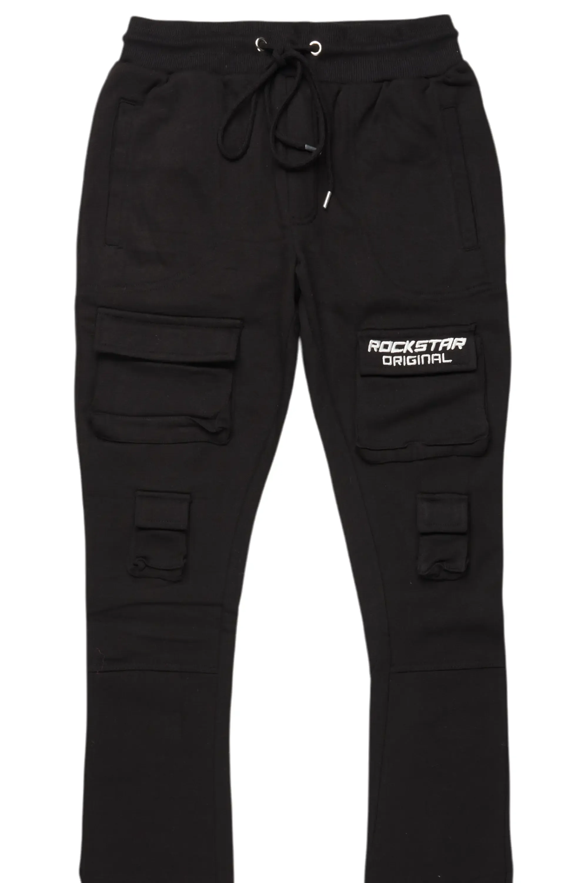 Connor Black Stacked Flare Track Pant