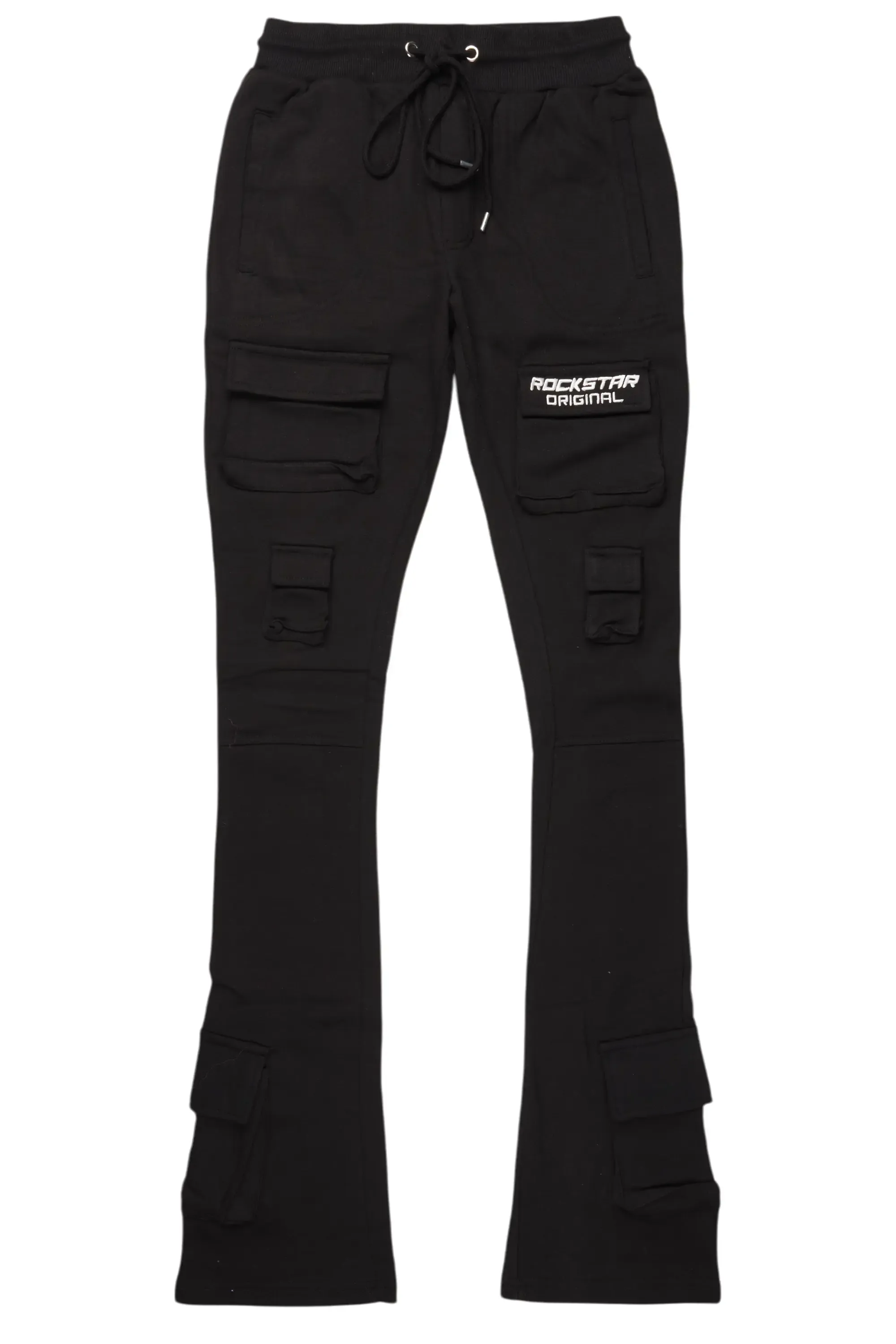 Connor Black Stacked Flare Track Pant