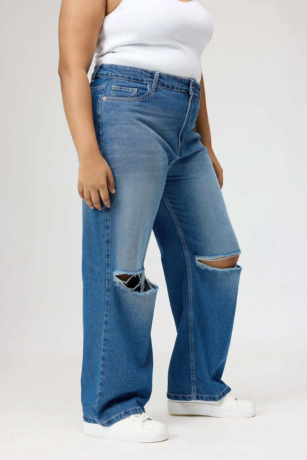 Curve Urban Ripped Straight Jeans