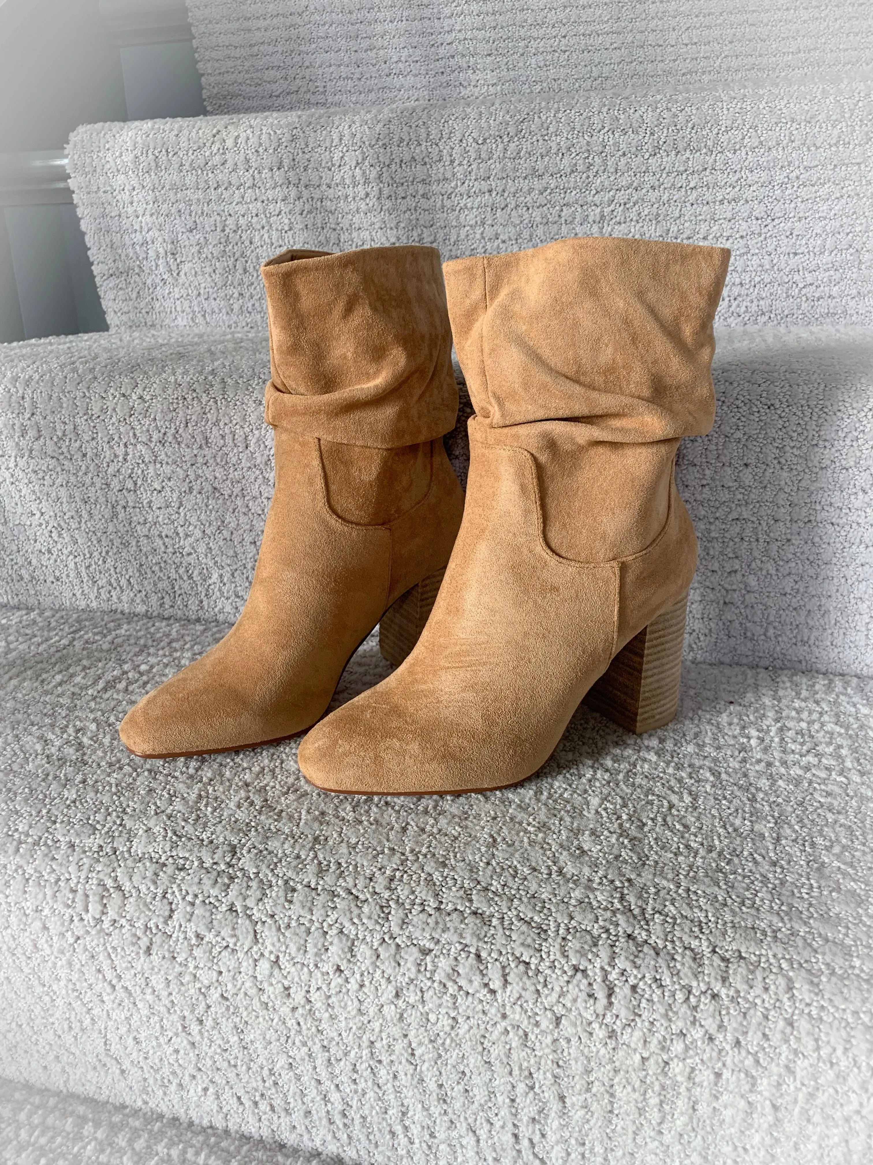 Darby Block Heel Slouch Bootie- Toffee