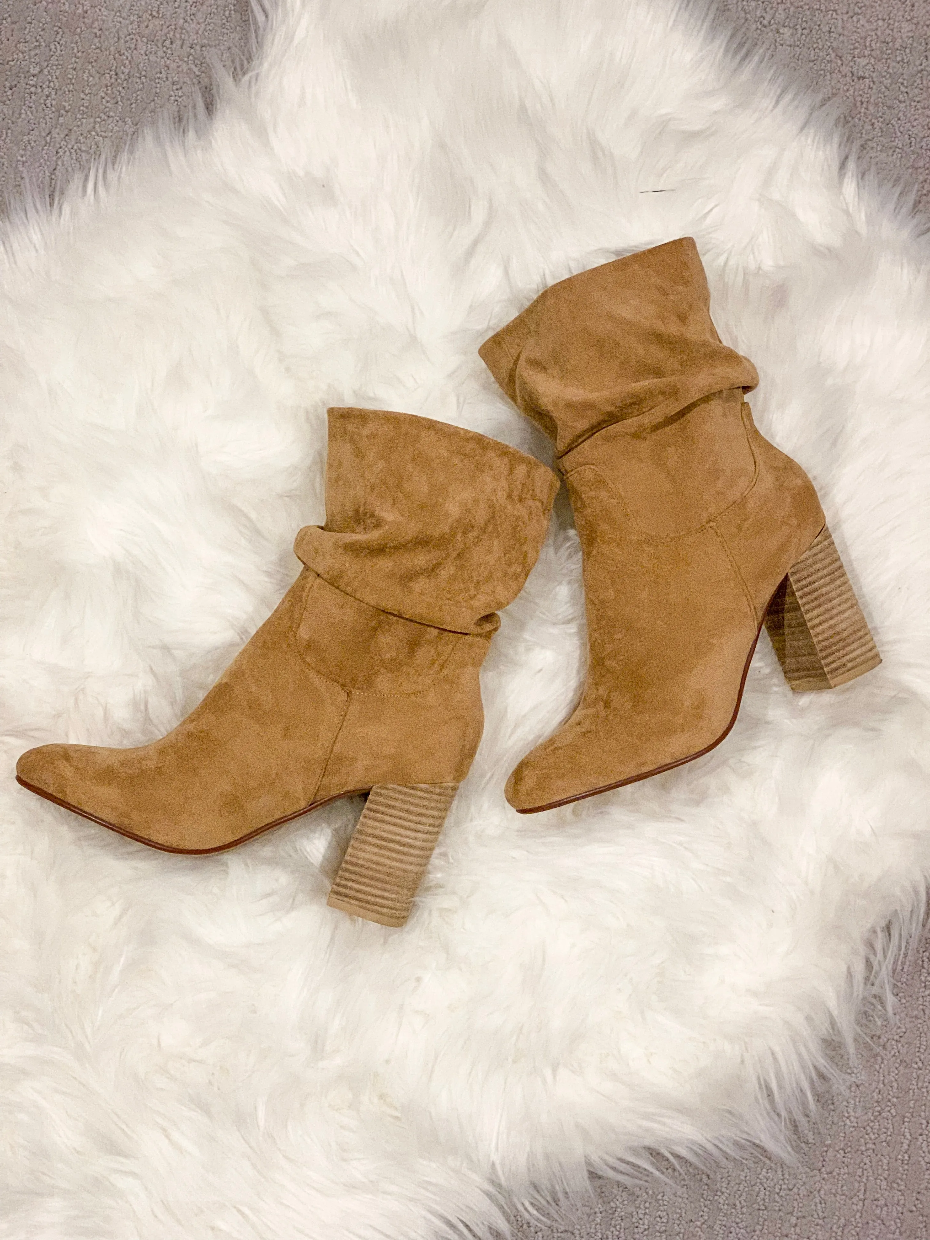 Darby Block Heel Slouch Bootie- Toffee