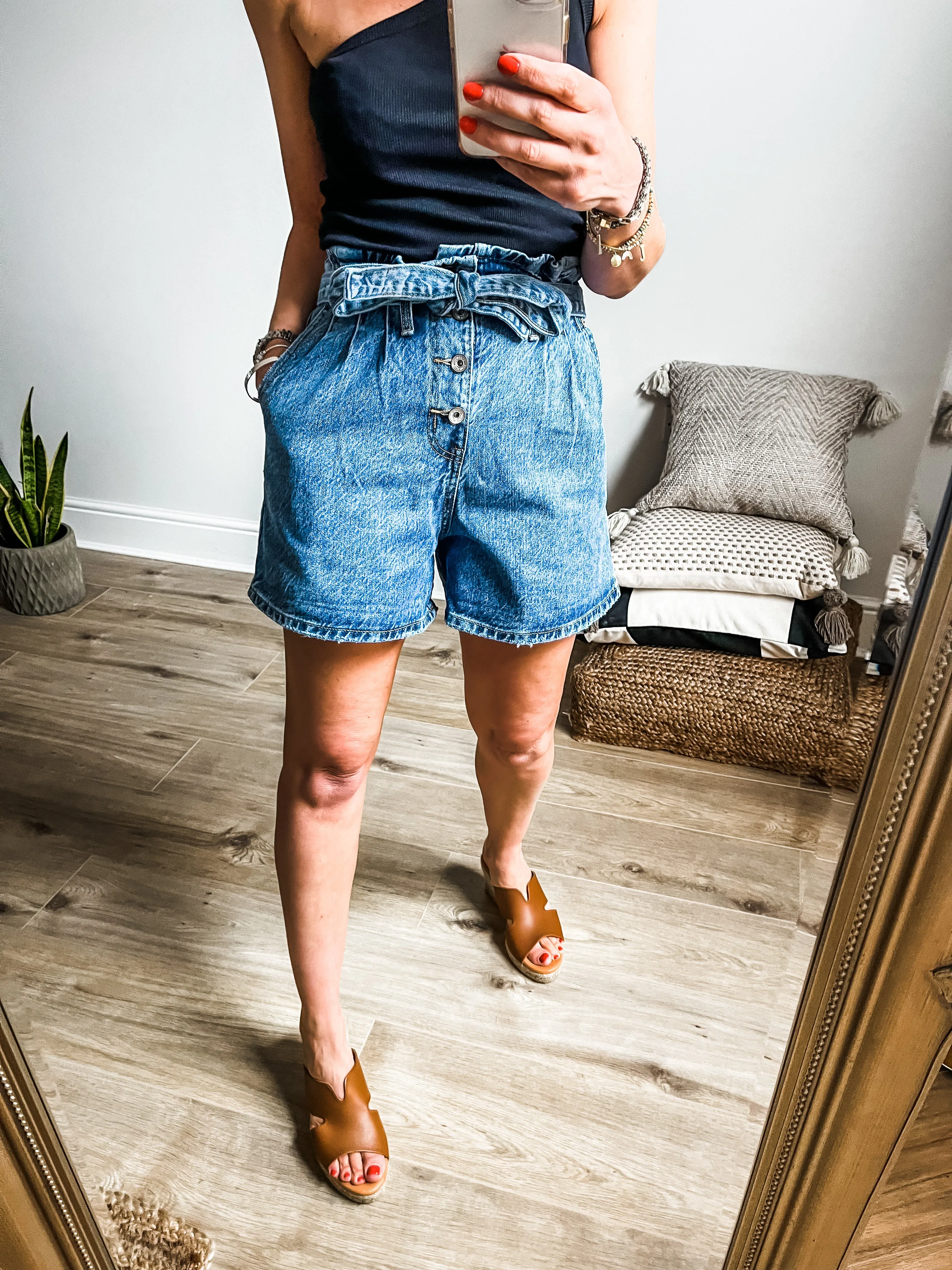 Denim Paperbag Shorts