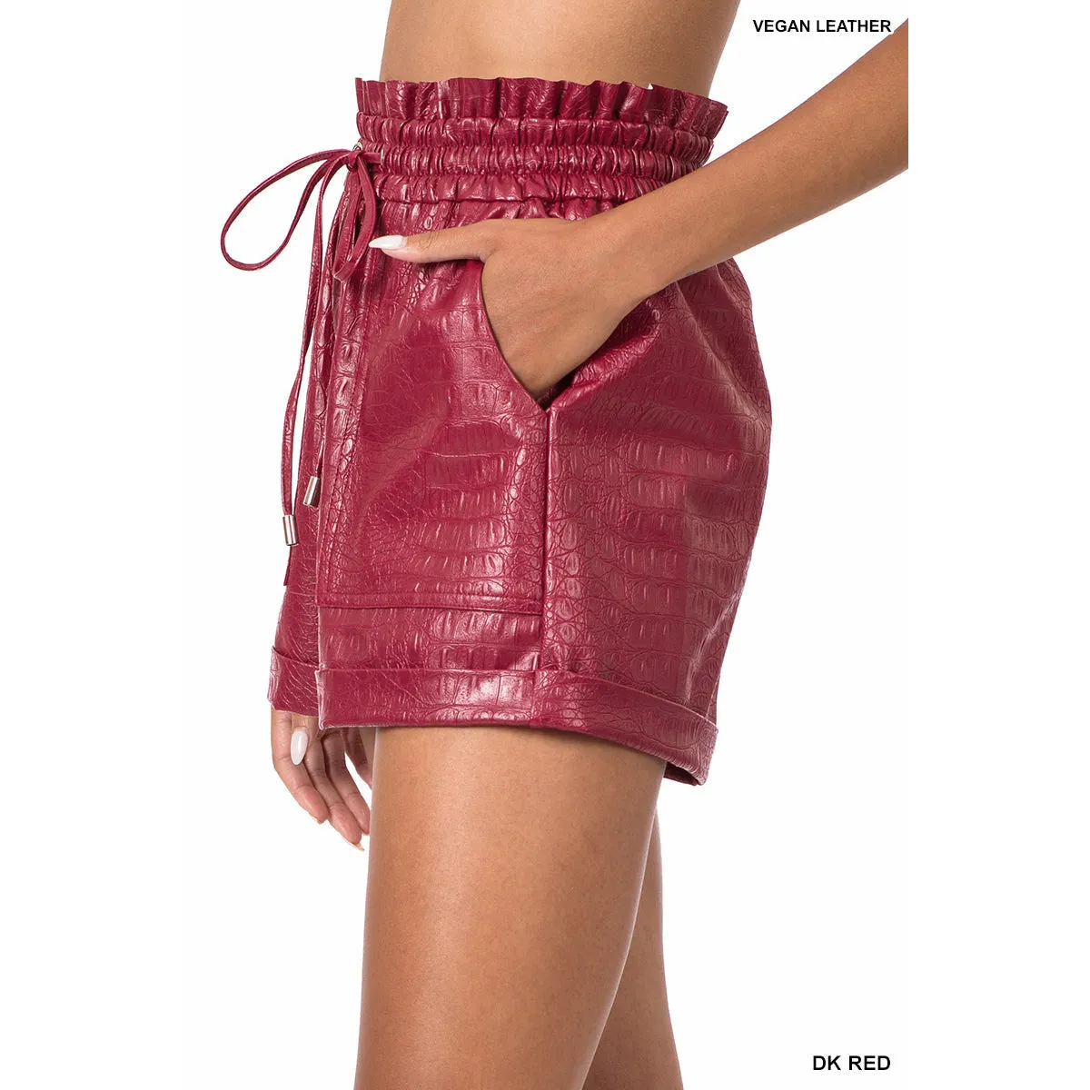 DK RED •LEATHER SHORTS•