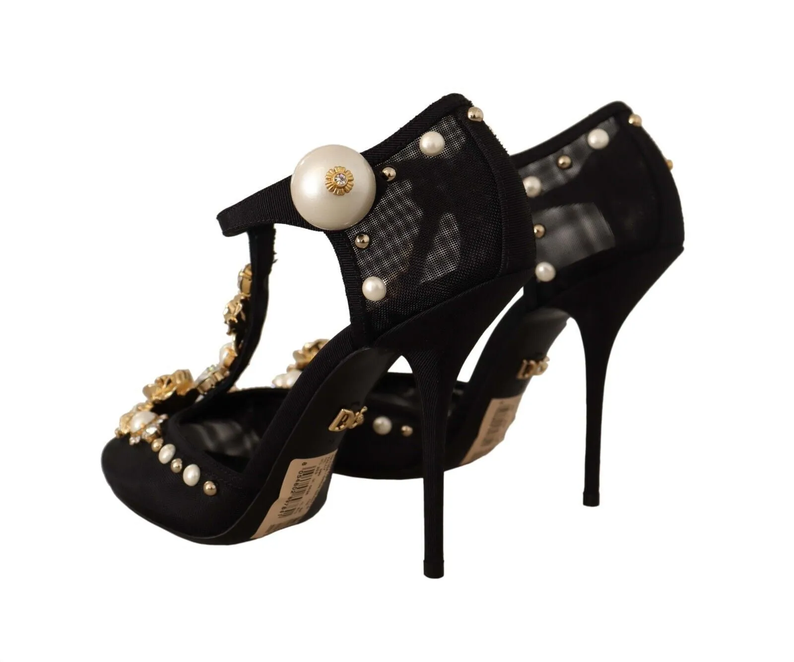 Dolce & Gabbana Elegant Embellished T-Strap Heels Sandals