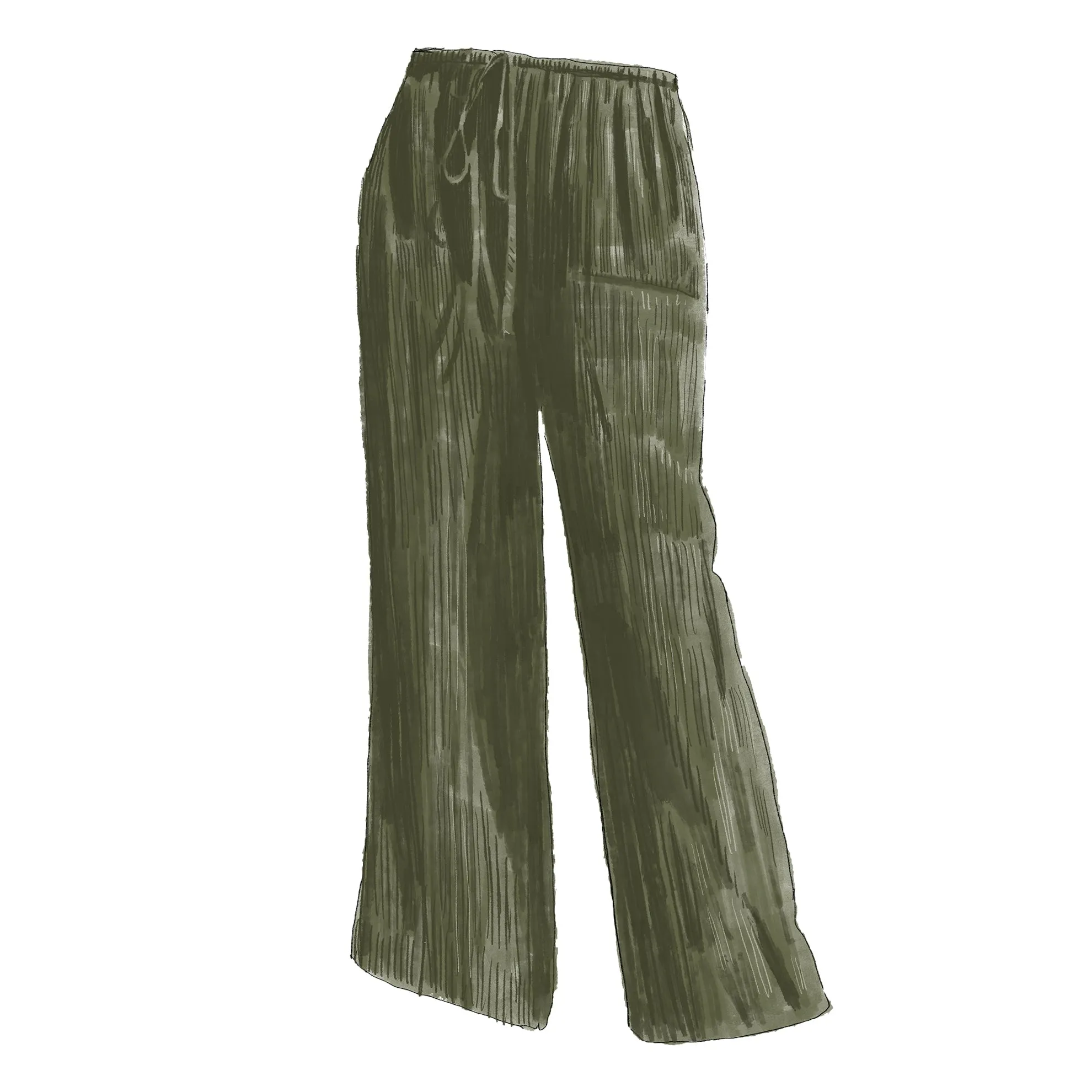 Drawcord Crinkle Pants