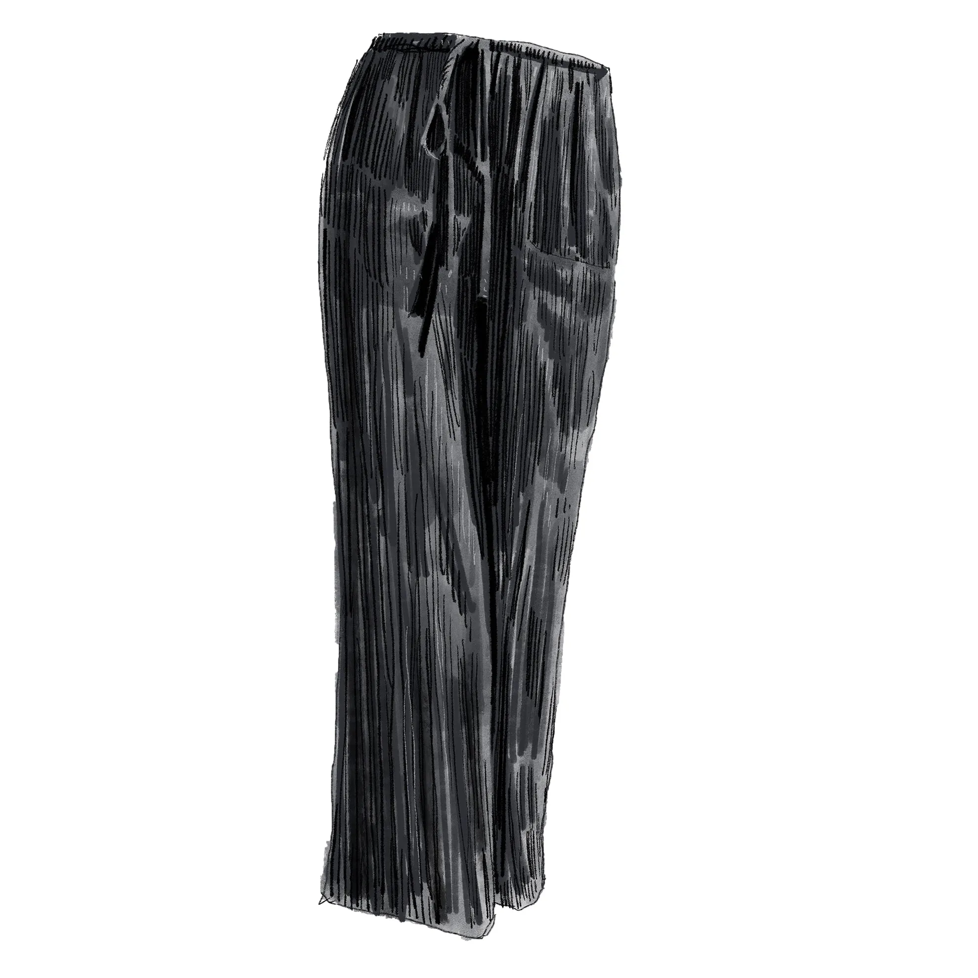 Drawcord Crinkle Pants