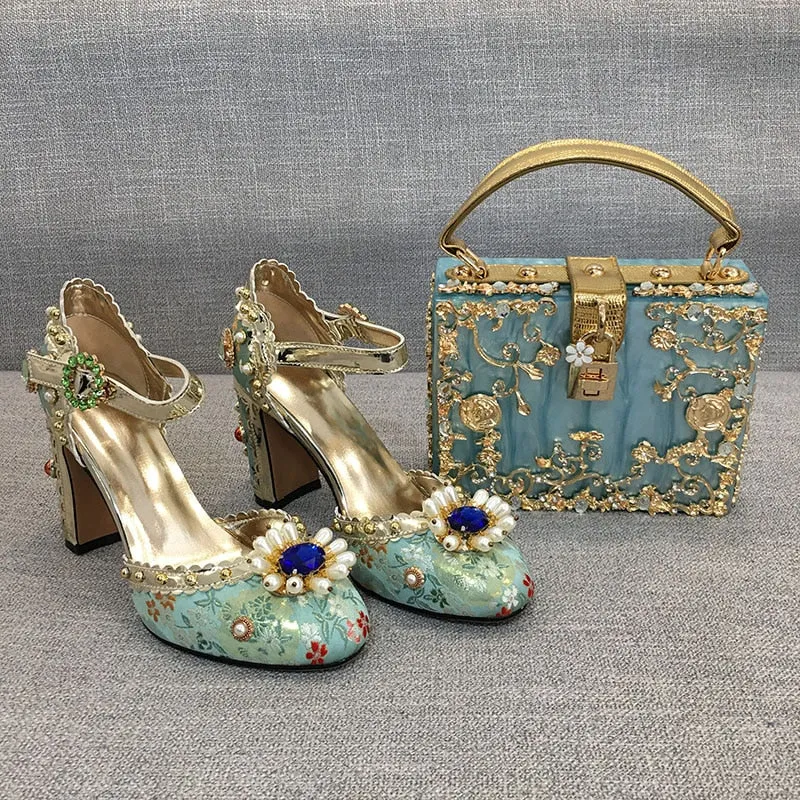 Embroidered Gem Heels