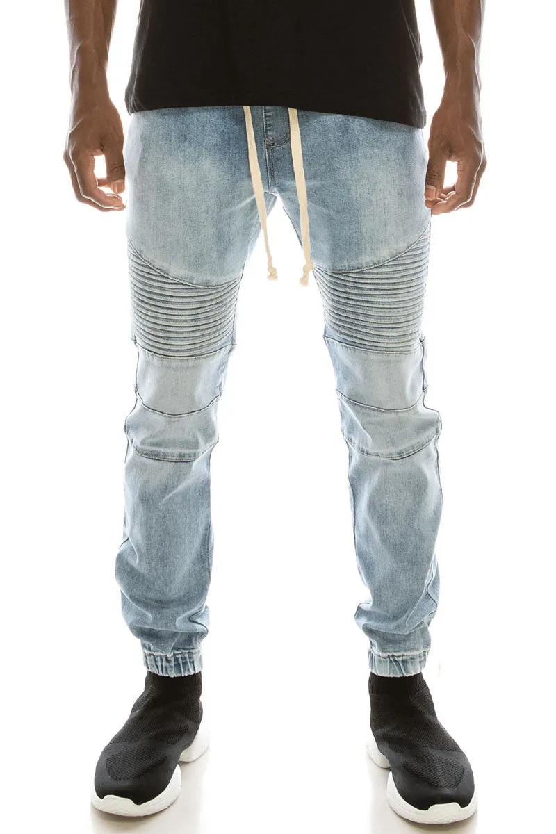 Essential Biker Denim Jogger Pants