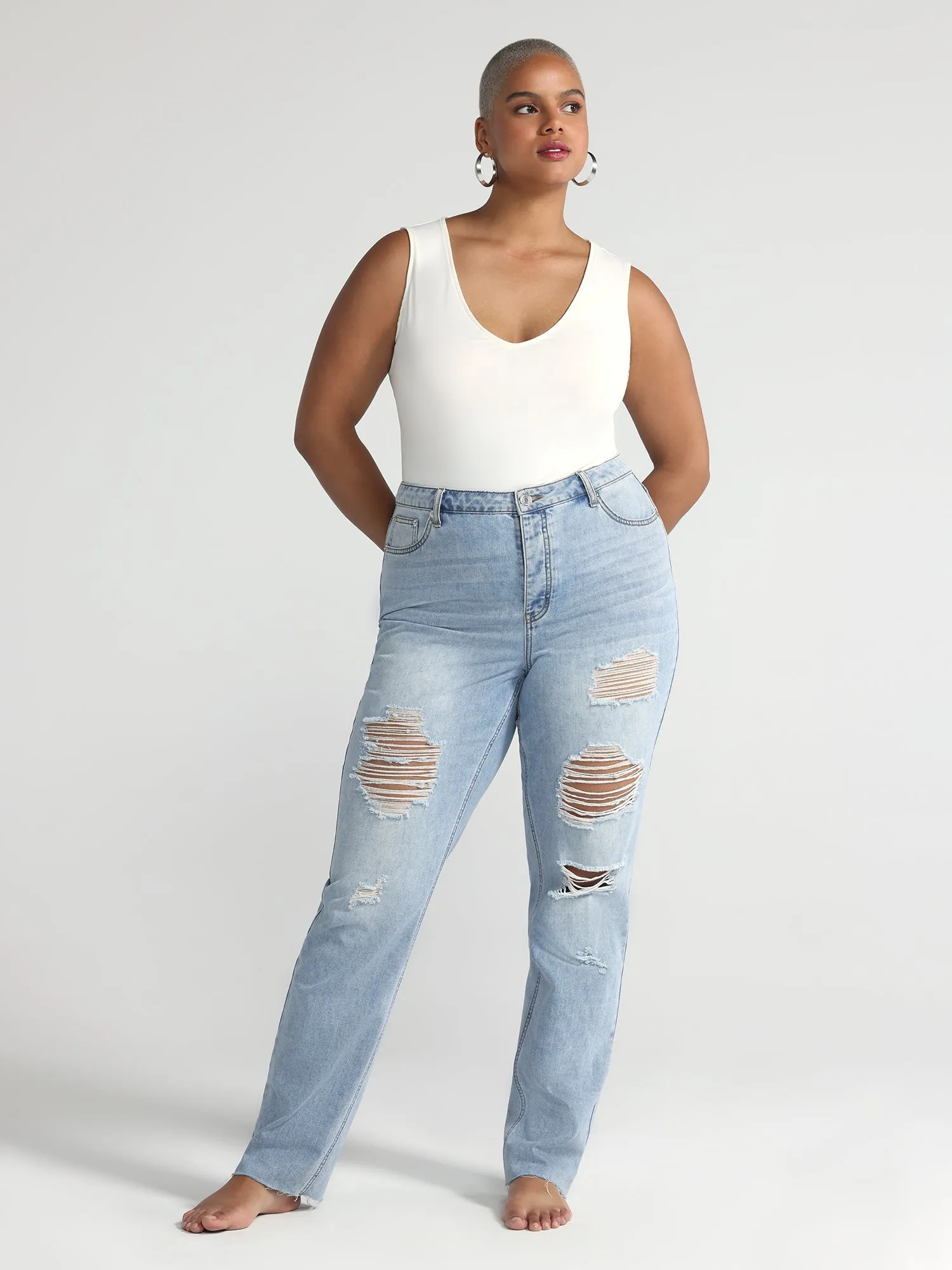 Fashion To Figure - High Rise Relaxed Fit Vintage Wash Jeans