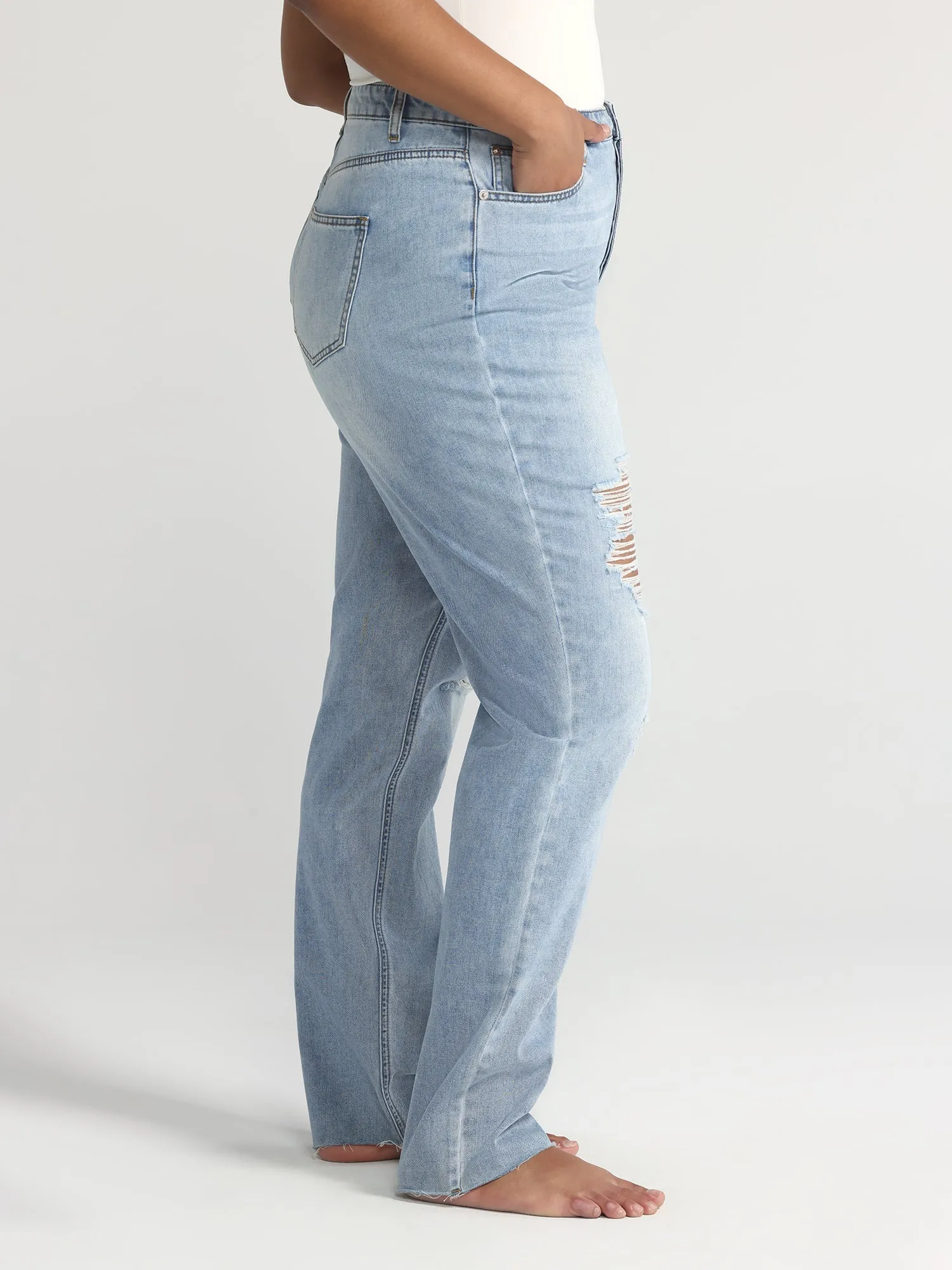 Fashion To Figure - High Rise Relaxed Fit Vintage Wash Jeans