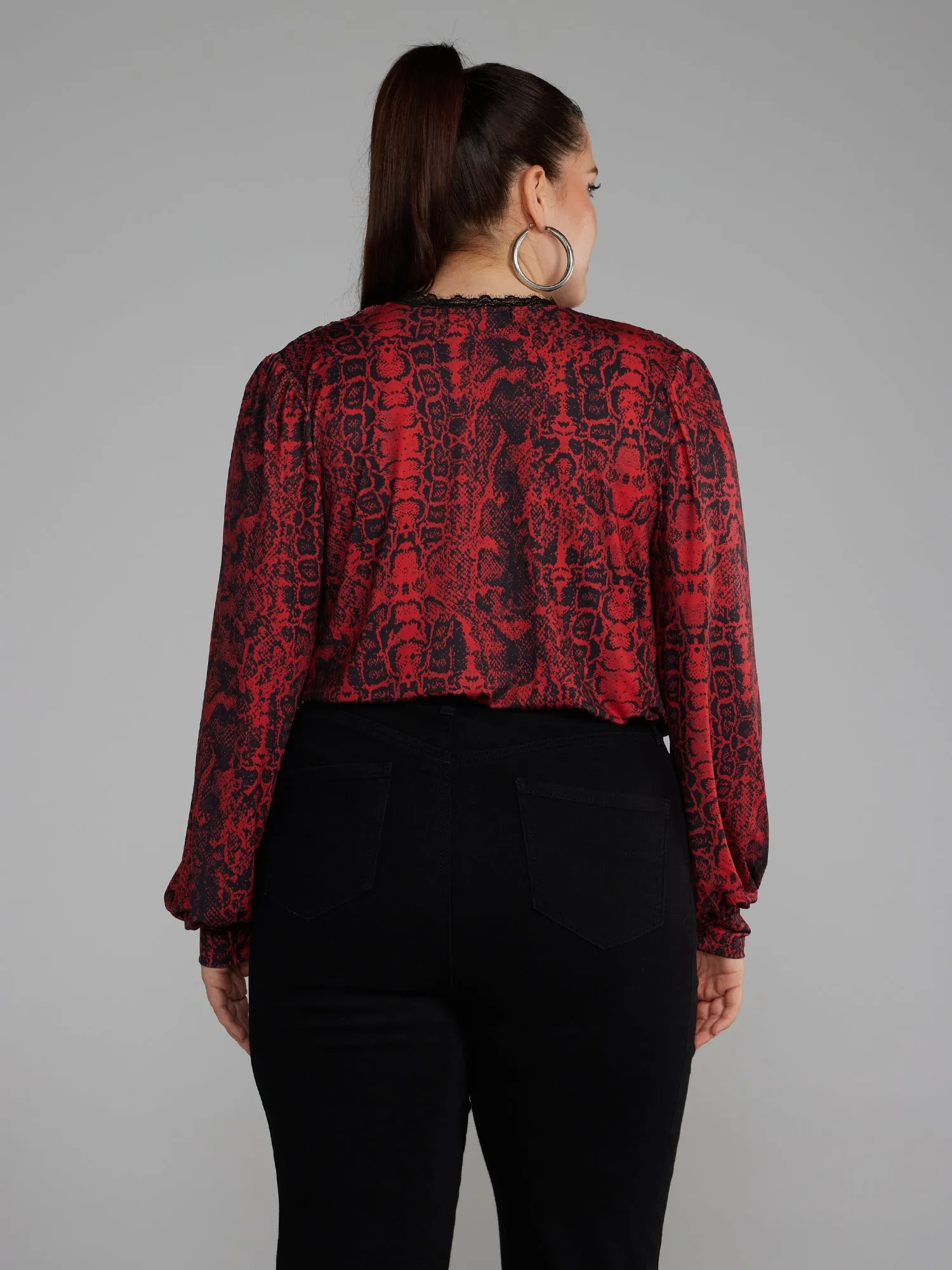 Fashion To Figure - Long Sleeve Snake Print Bodysuit