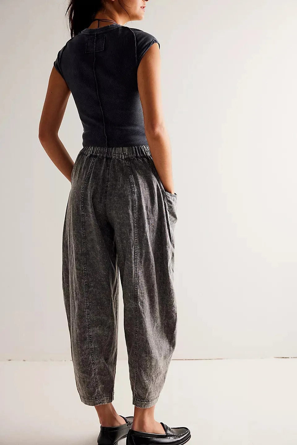 Free People High Road Pull-On Barrel Pants in Dried Basil