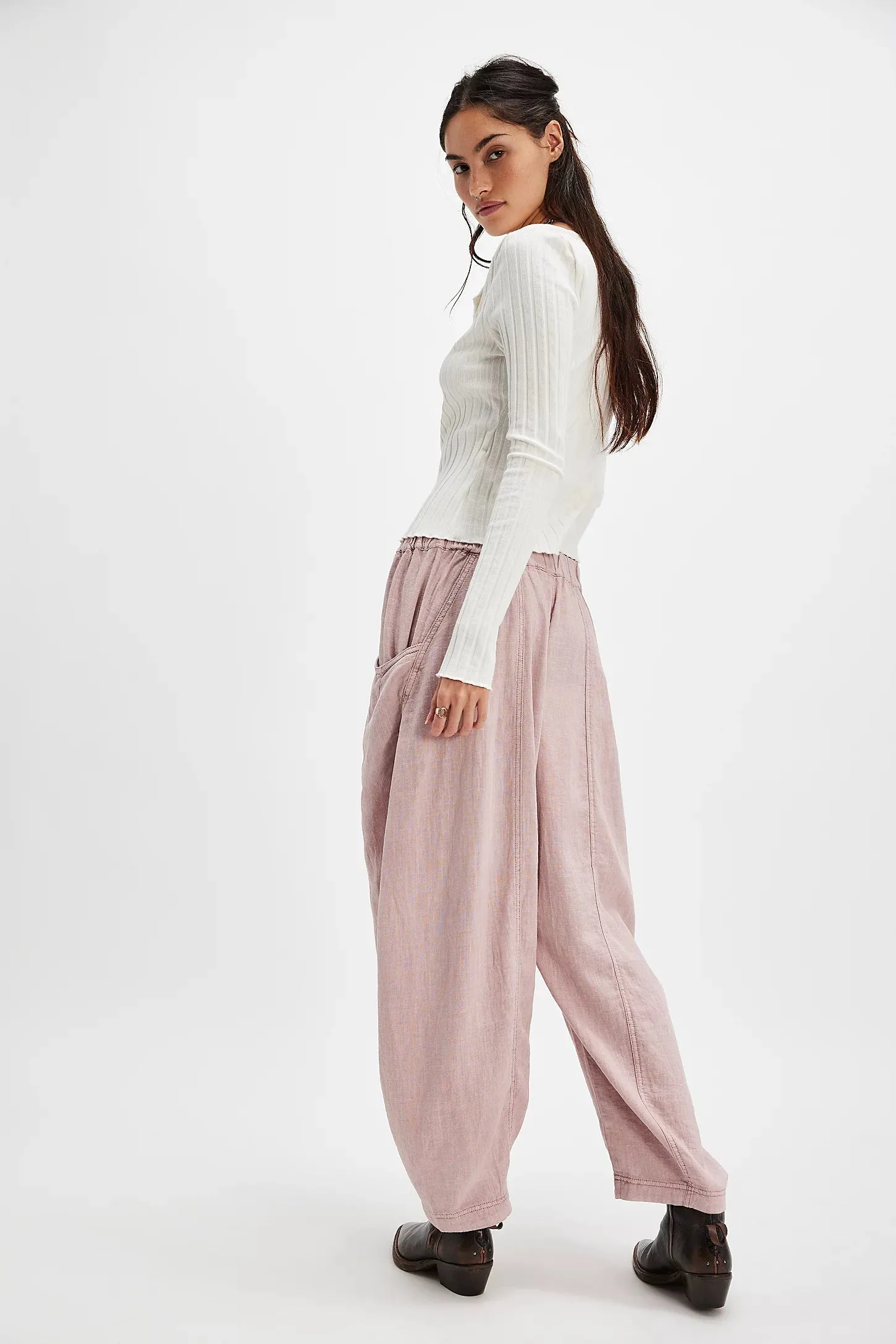 Free People High Road Solid Pull-On Barrel Pants