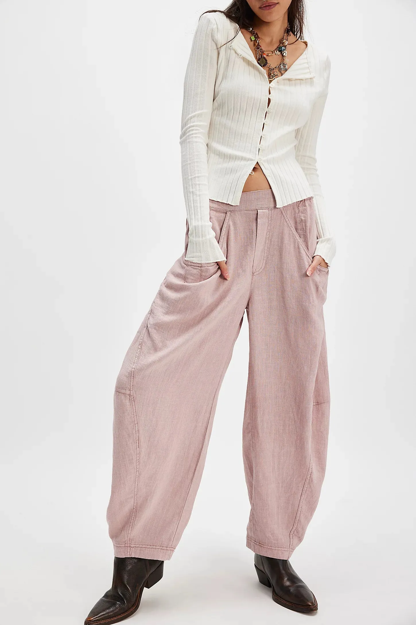 Free People High Road Solid Pull-On Barrel Pants