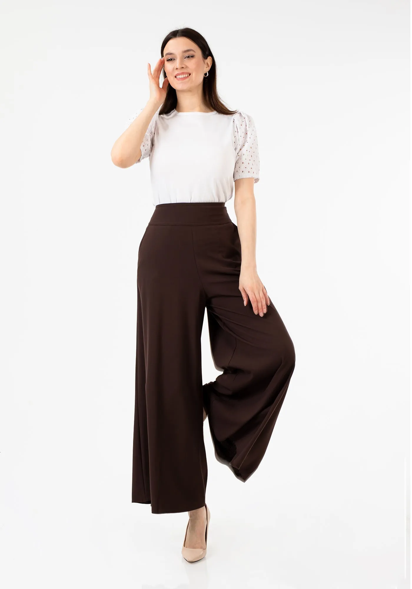 G-Line High Waisted Brown Palazzo Pants