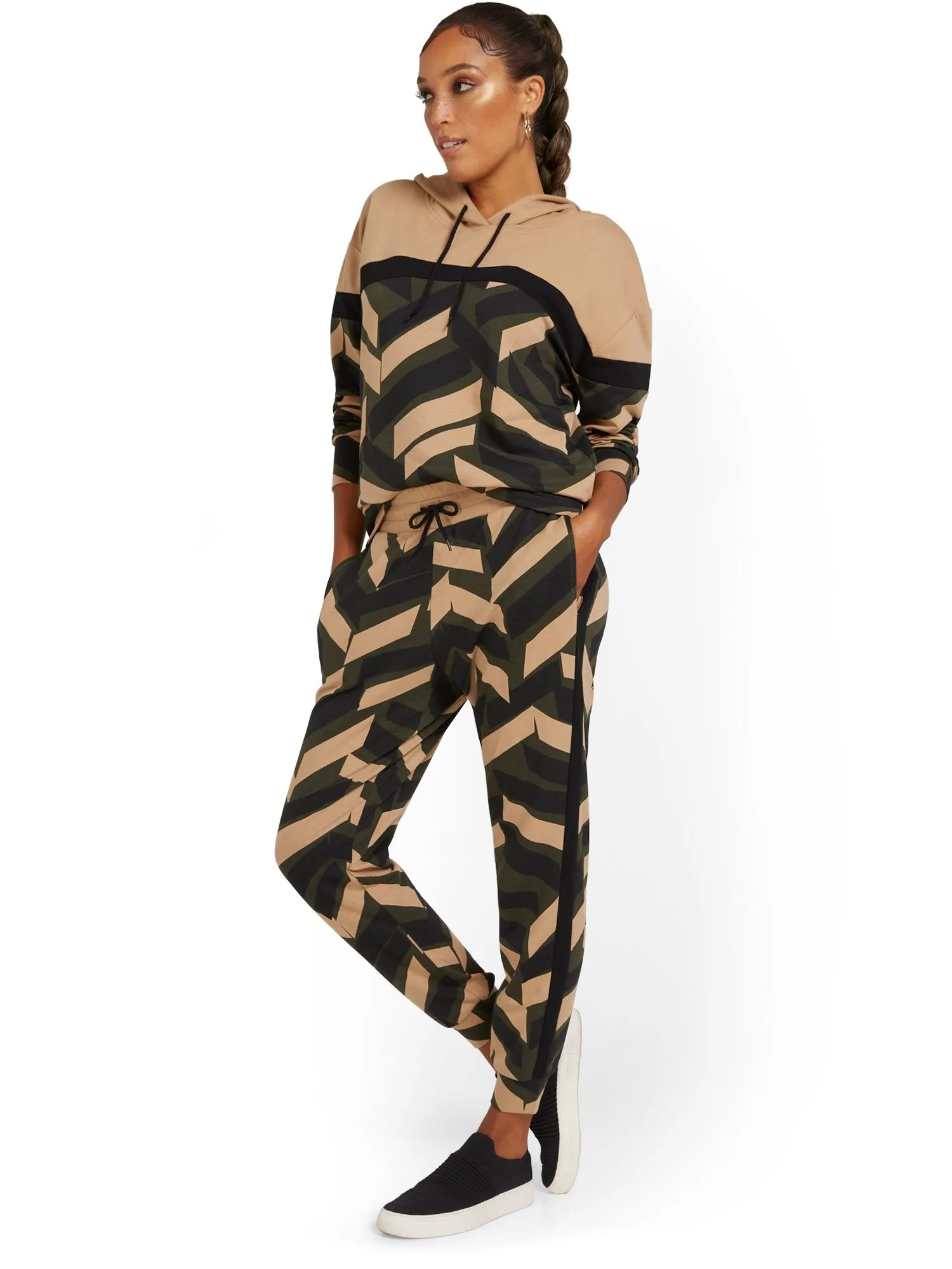 Geometric-Print French Terry Jogger Pant