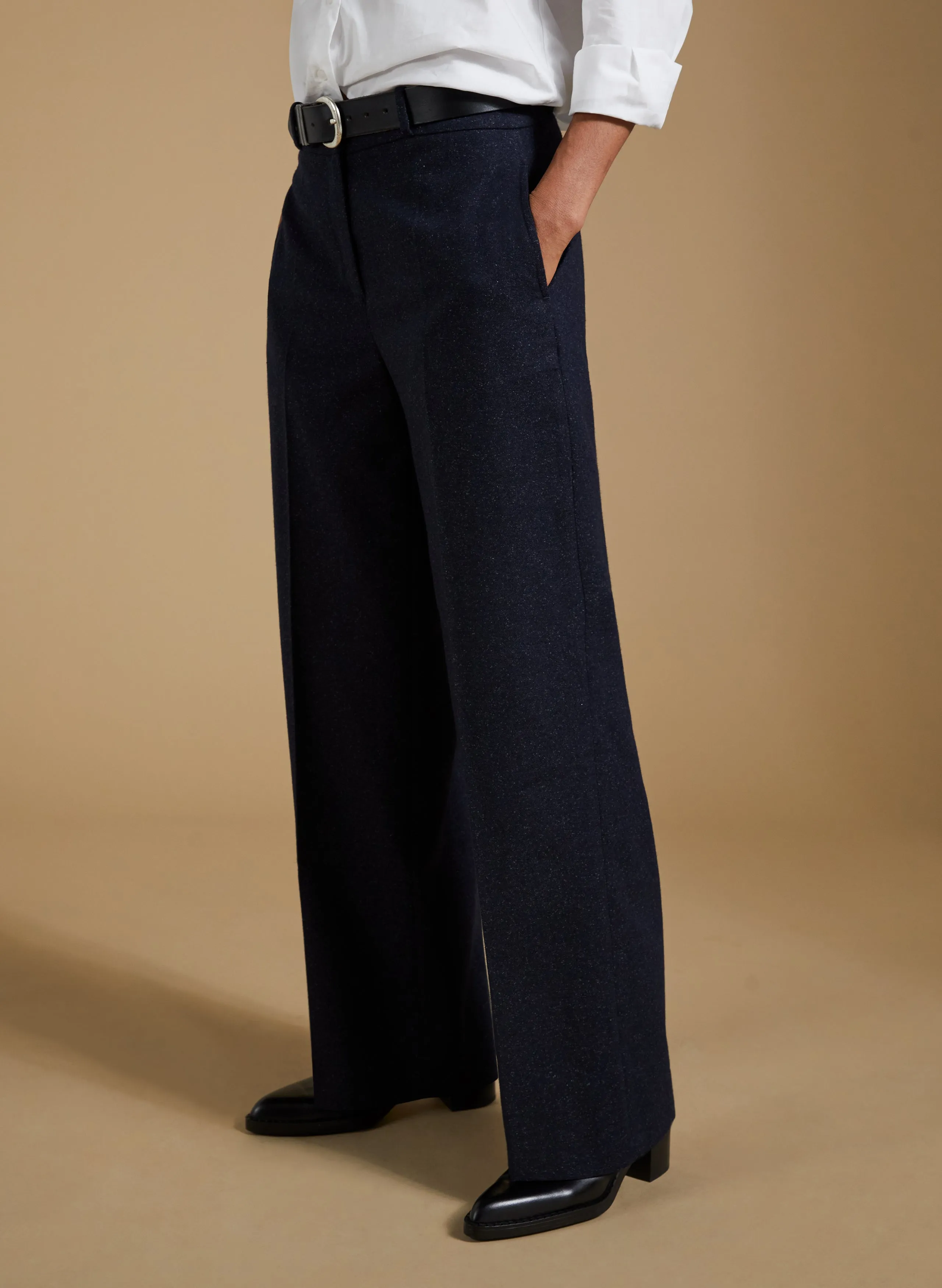 Gwynnie Wool Blend Wide Leg Trousers