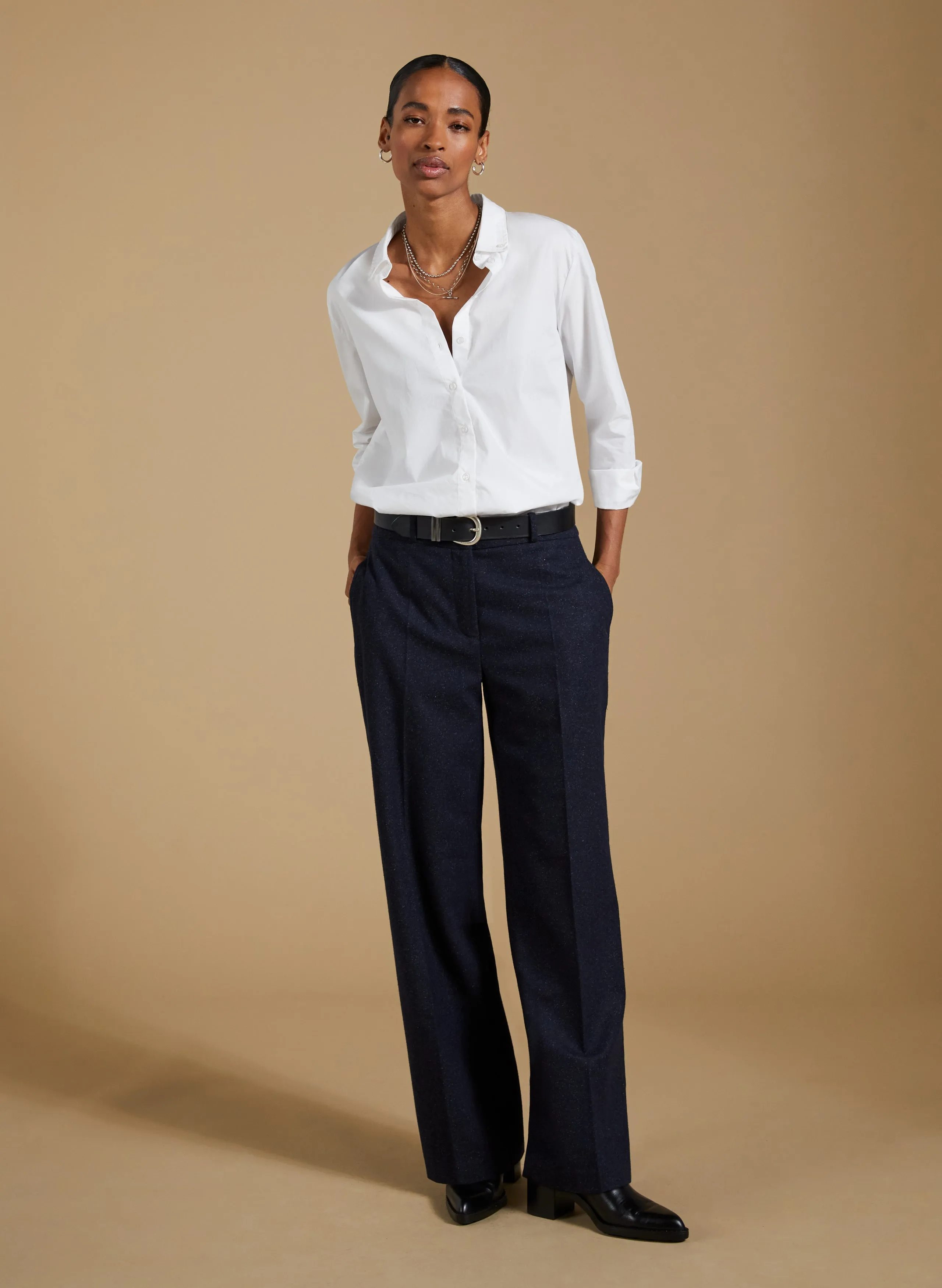 Gwynnie Wool Blend Wide Leg Trousers