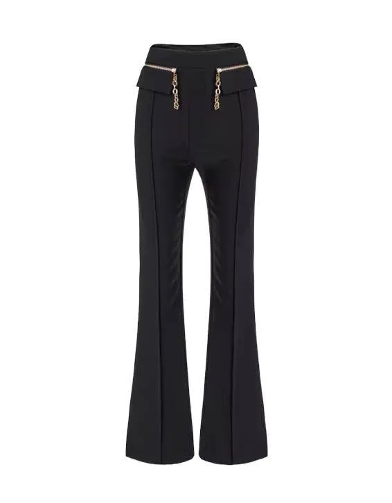 High Waisted Flared Trousers With Chains