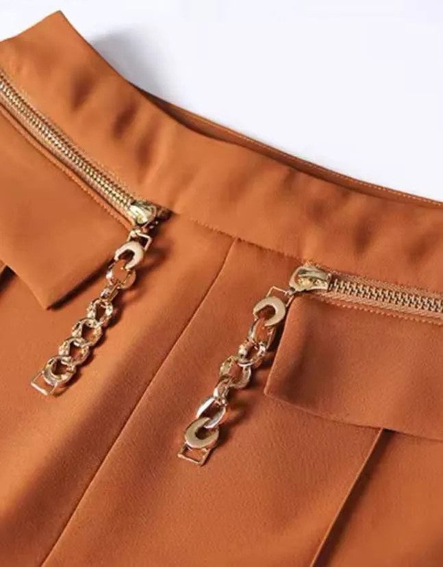 High Waisted Flared Trousers With Chains