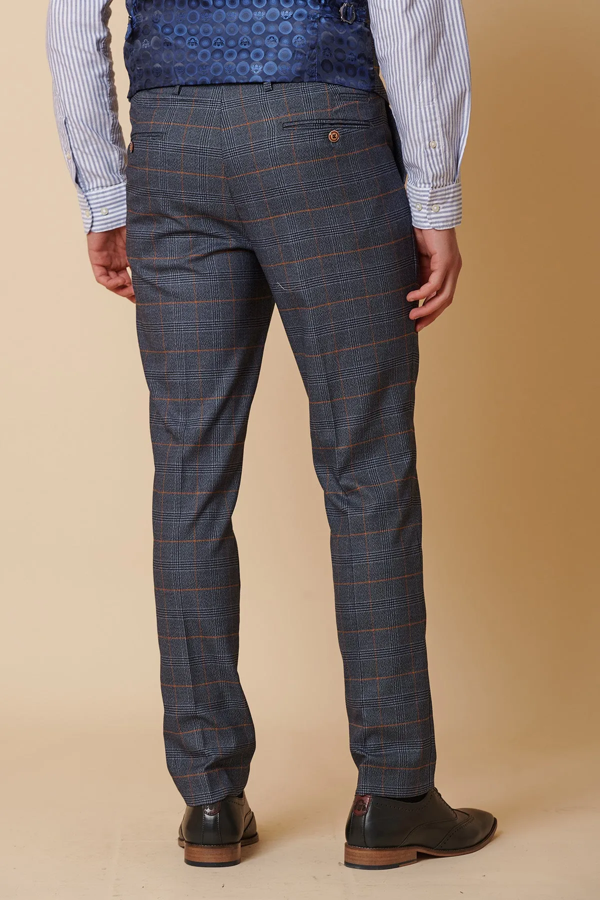 JENSON - Sky Blue Check Trousers