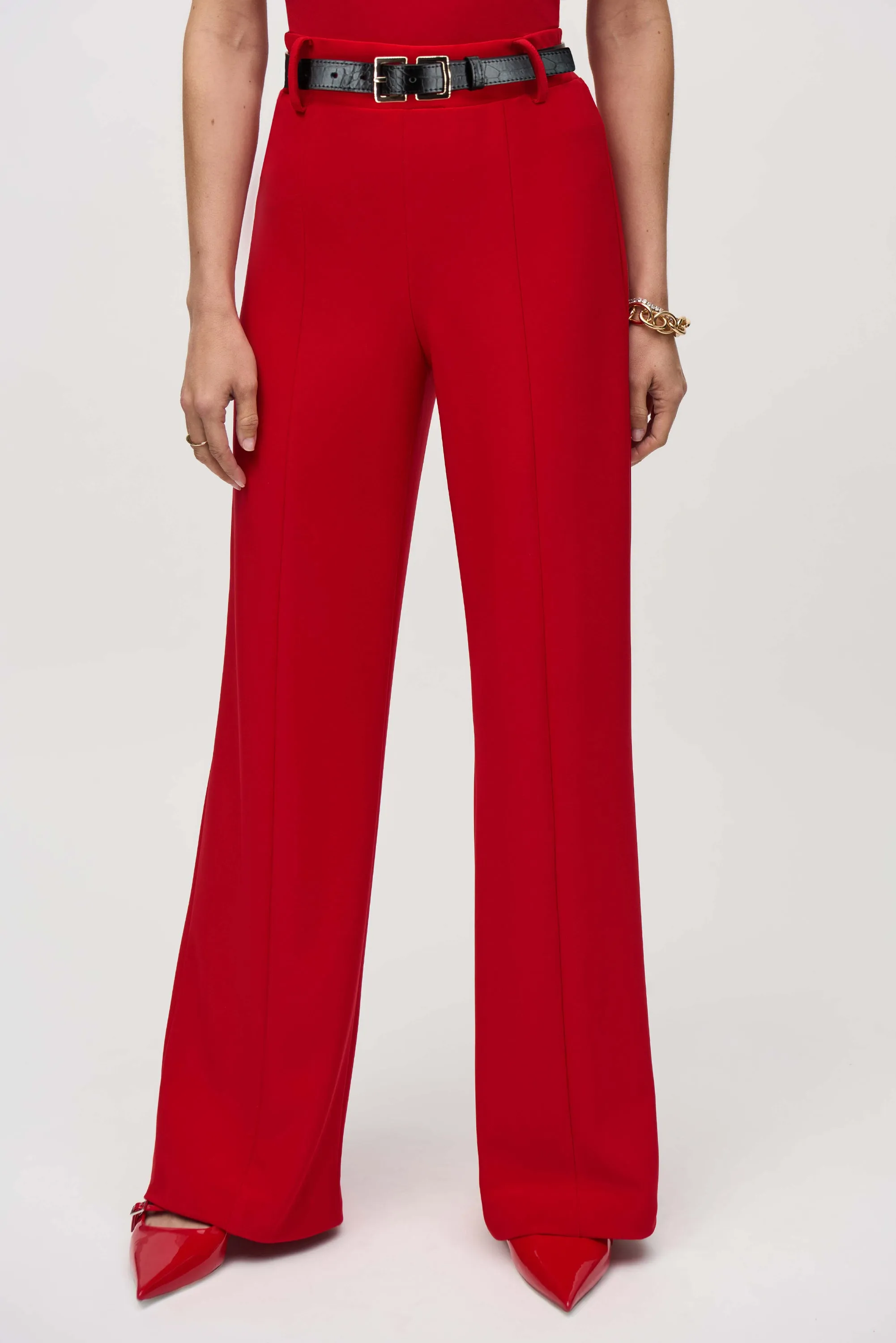 Joseph Ribkoff Silky Knit Belted Wide-Leg Pants