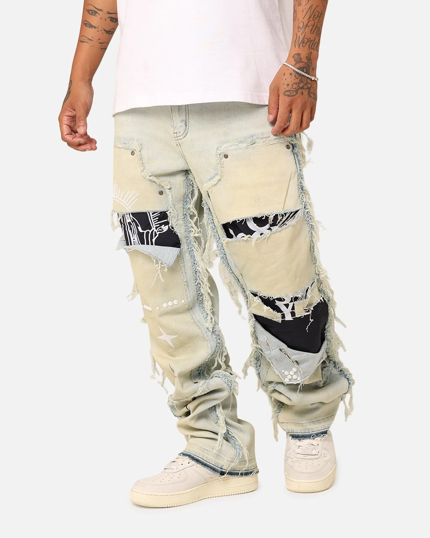 Lifted Anchors "Rem" Quilted Carpenter Denim Jeans Blue Wash