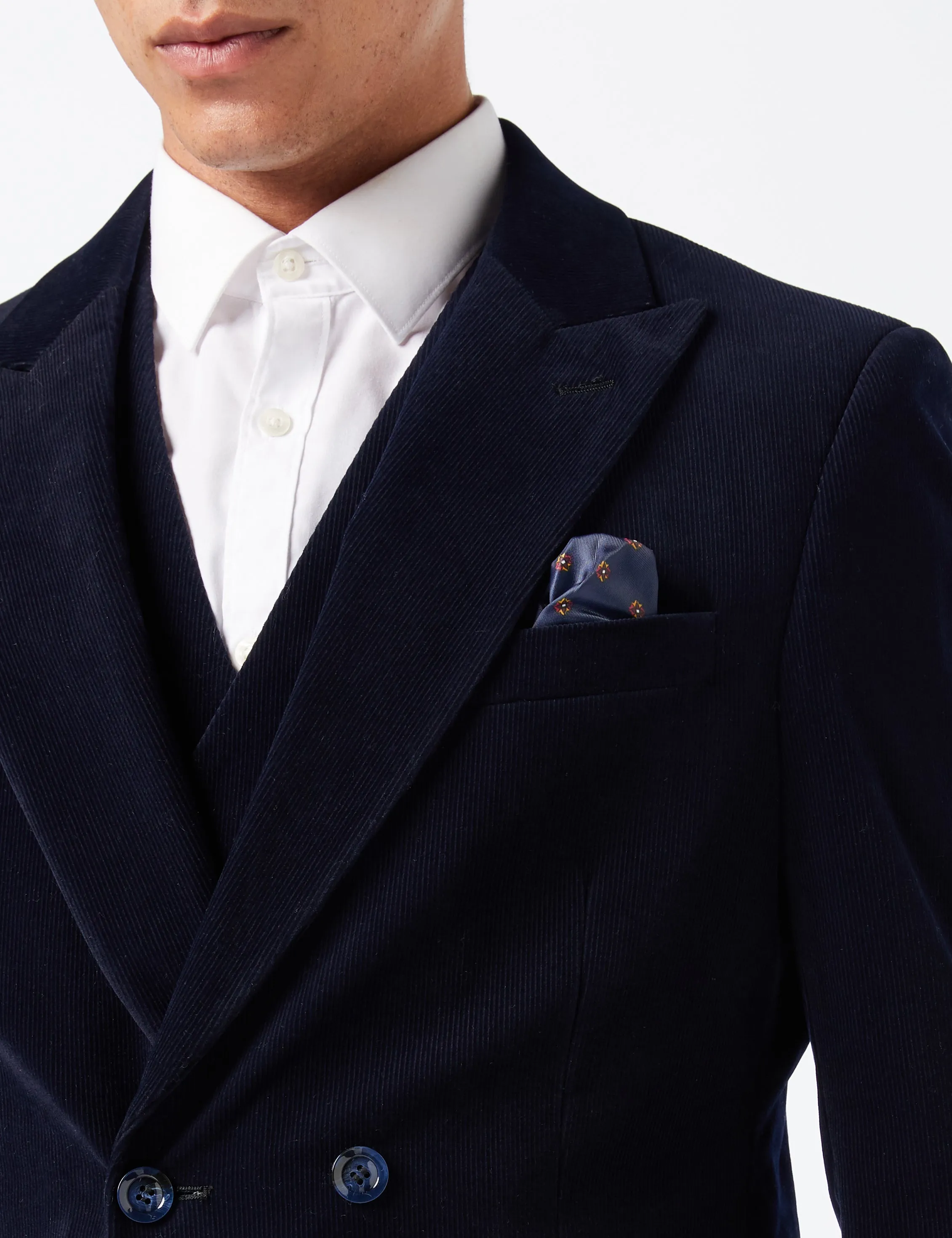 MATTHEW – NAVY CORDUROY DOUBLE BREASTED SUIT