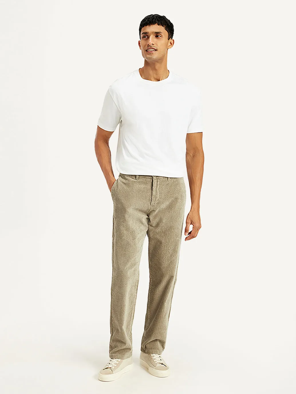 Men's Beige Straight Fit Chinos