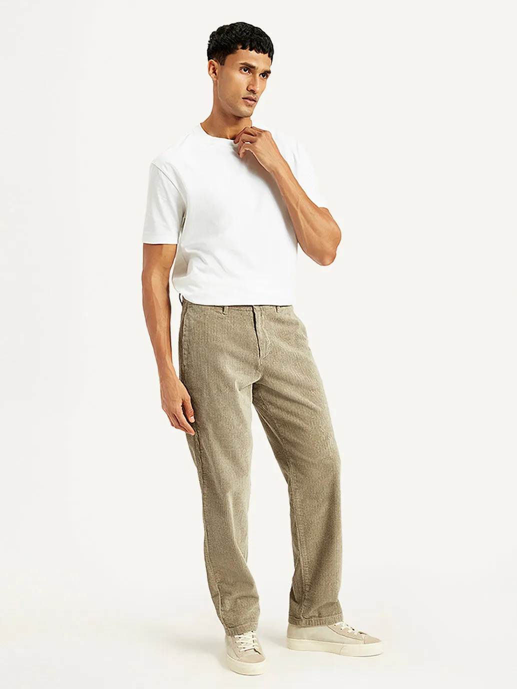 Men's Beige Straight Fit Chinos