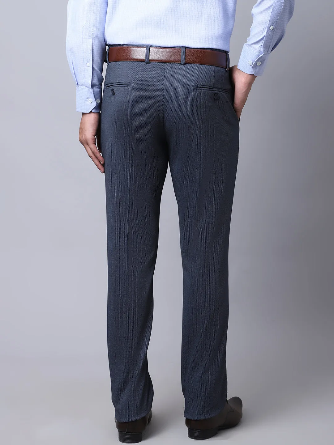 Men's Slim fit Flat front Navy Blue  Trousers