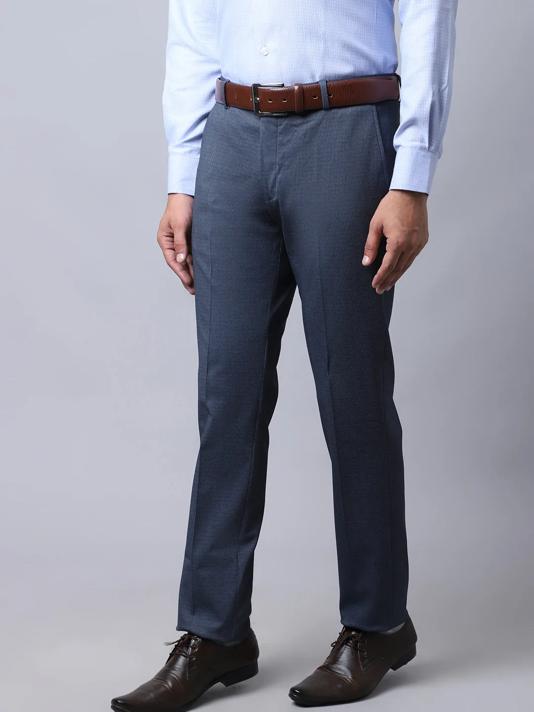 Men's Slim fit Flat front Navy Blue  Trousers