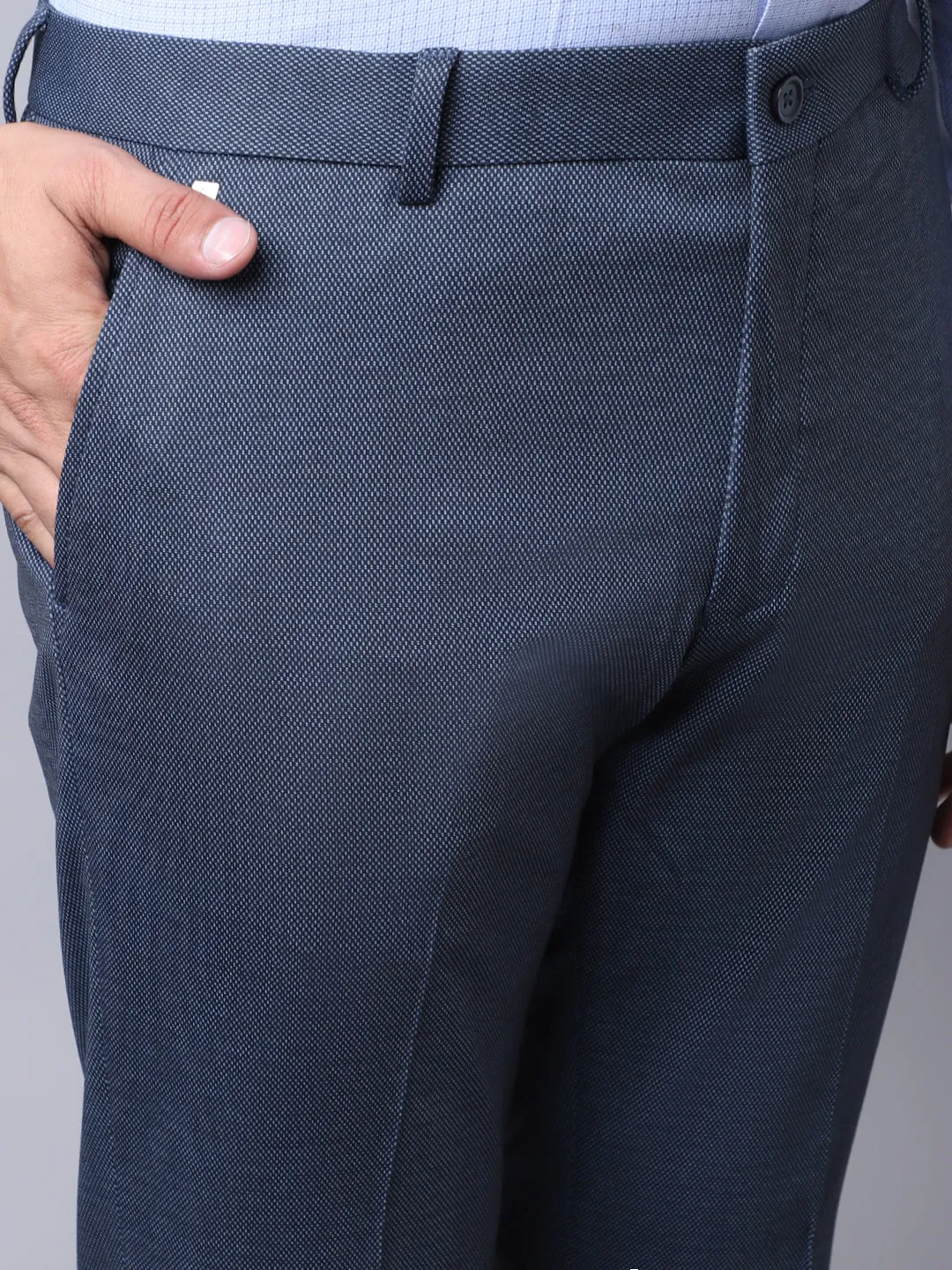 Men's Slim fit Flat front Navy Blue  Trousers