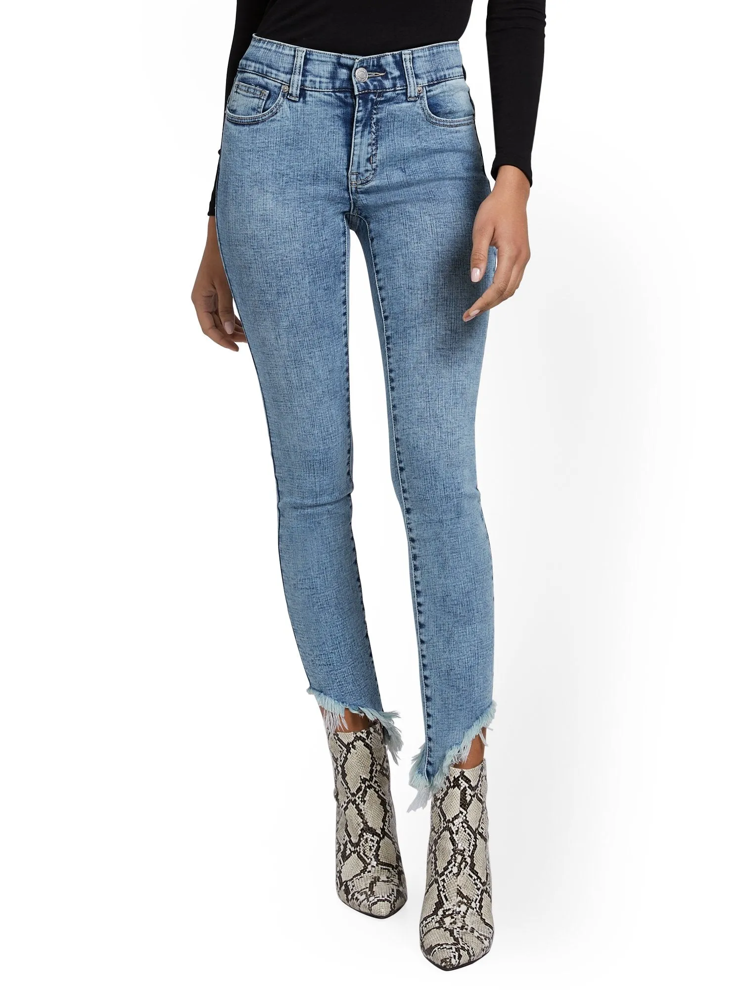 Mya Curvy High-Waisted Sculpting No Gap Super-Skinny Ankle Jeans - Ripped-Hem