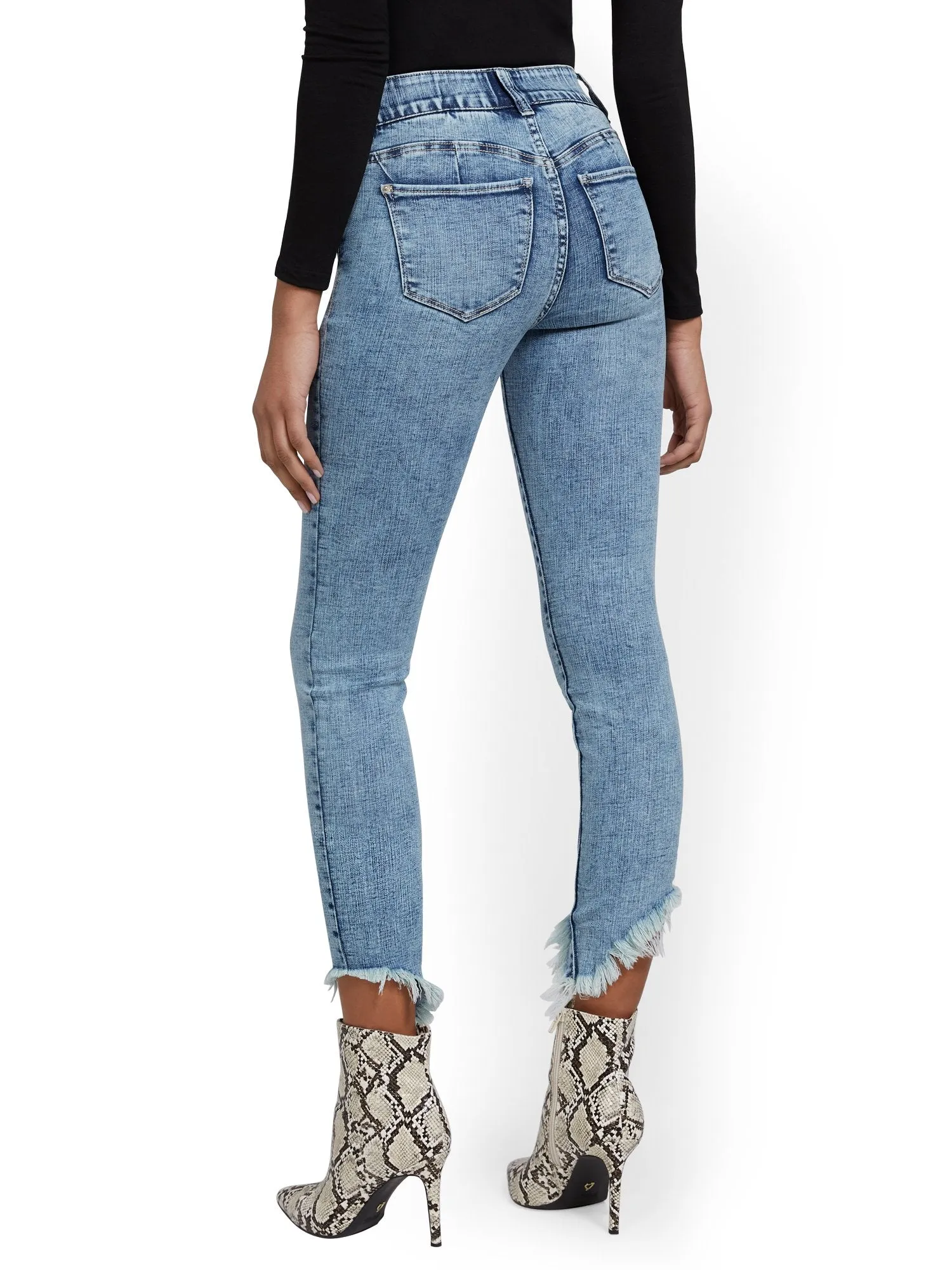 Mya Curvy High-Waisted Sculpting No Gap Super-Skinny Ankle Jeans - Ripped-Hem