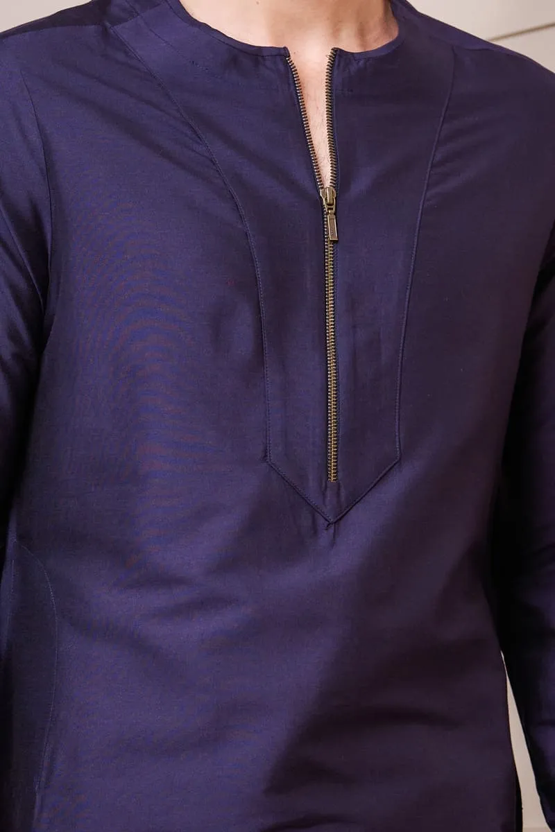 Navy Round Neck Kurta