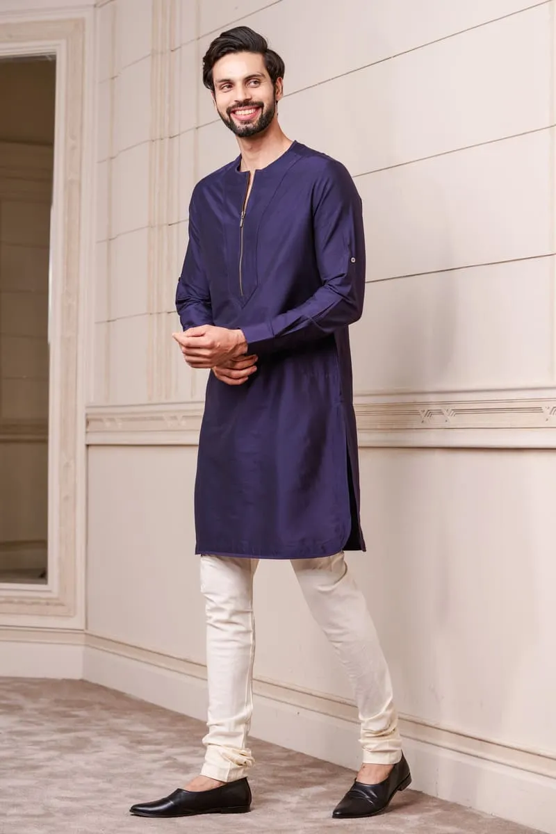 Navy Round Neck Kurta