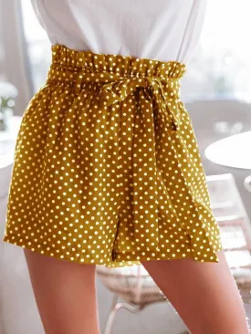 Paperbag Waist Belted Polka Dot Shorts