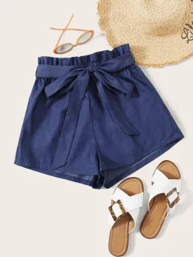 Paperbag Waist Belted Shorts