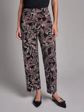 Petite Print Pull-On Crop Wide Leg Pants, Moss Crepe